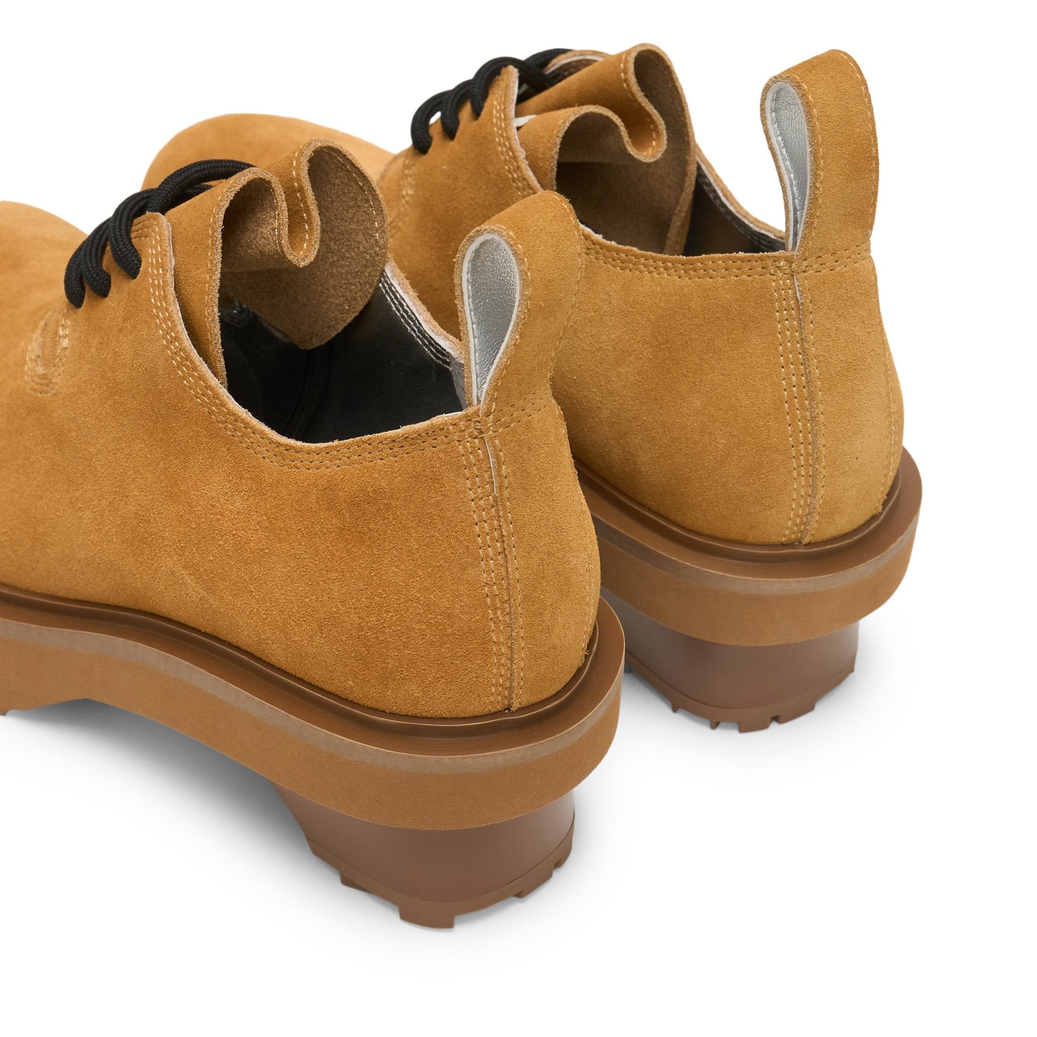 LOST IN ECHO Round Toe Building Blocks With Platform Derbies In Yellow | MADAX