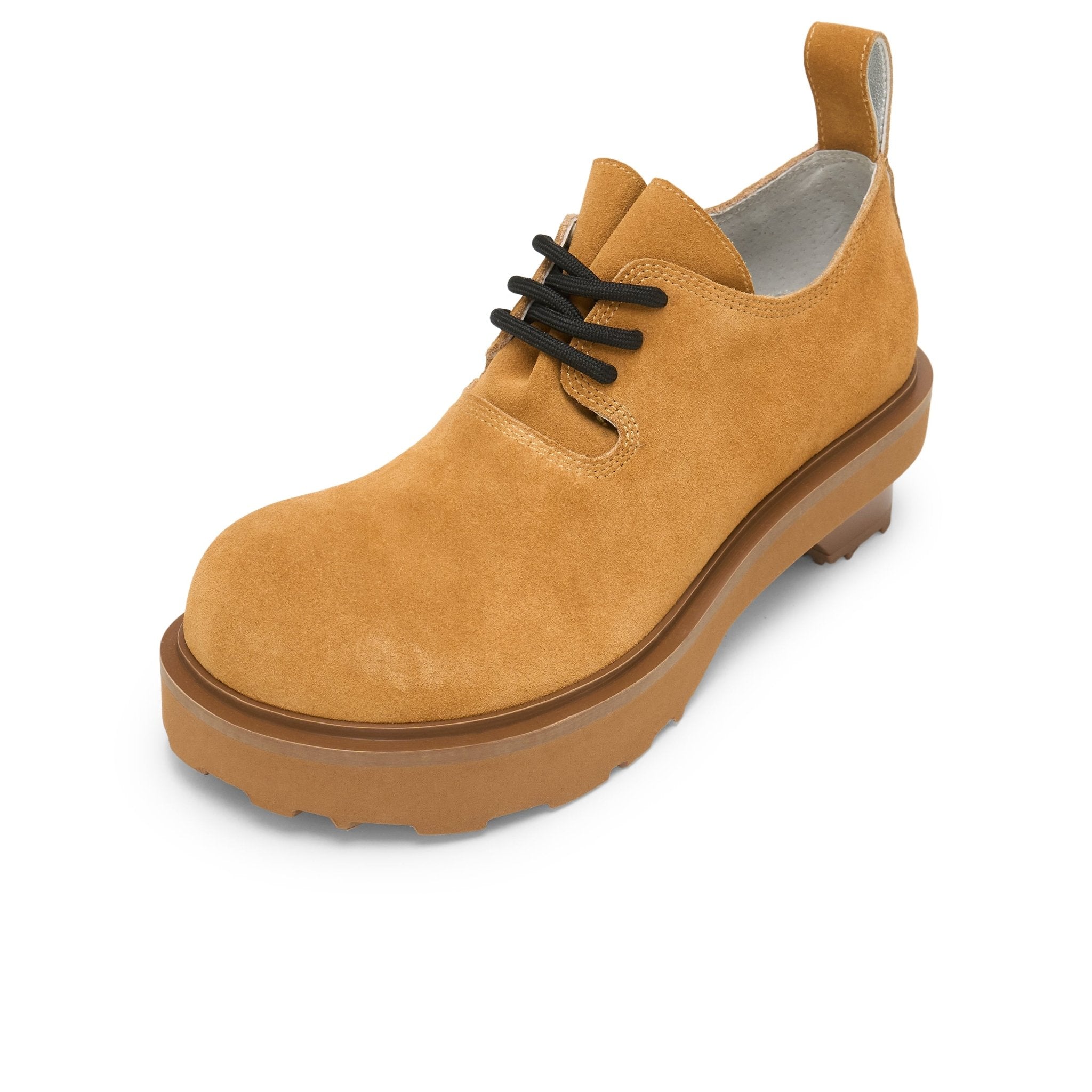 LOST IN ECHO Round Toe Building Blocks With Platform Derbies In Yellow | MADAX