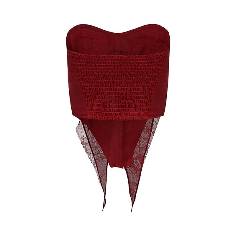 ELYWOOD Ruby Fold Pleated Ruffles Tube Top | MADA IN CHINA