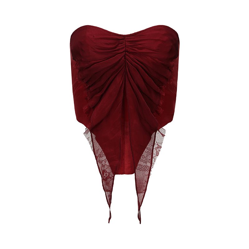 ELYWOOD Ruby Fold Pleated Ruffles Tube Top | MADA IN CHINA