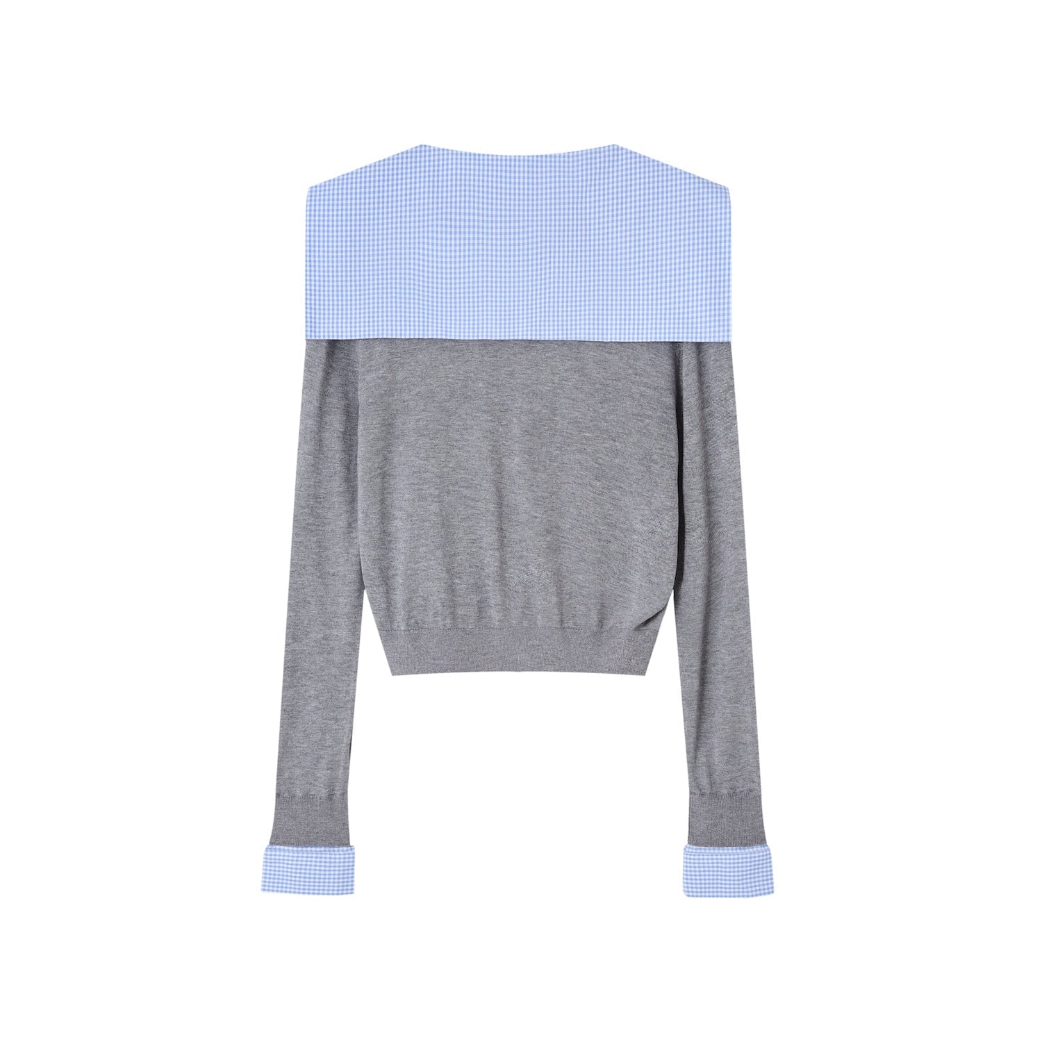 SOMESOWE Sailor Collar Patchwork Knitted Top In Gray | MADAX