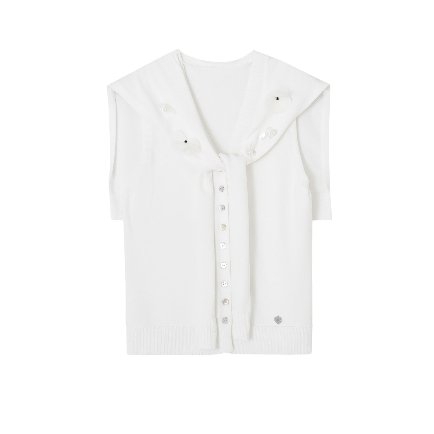 SOMESOWE Sailor Collar Two - Piece Cape Vest In White | MADAX