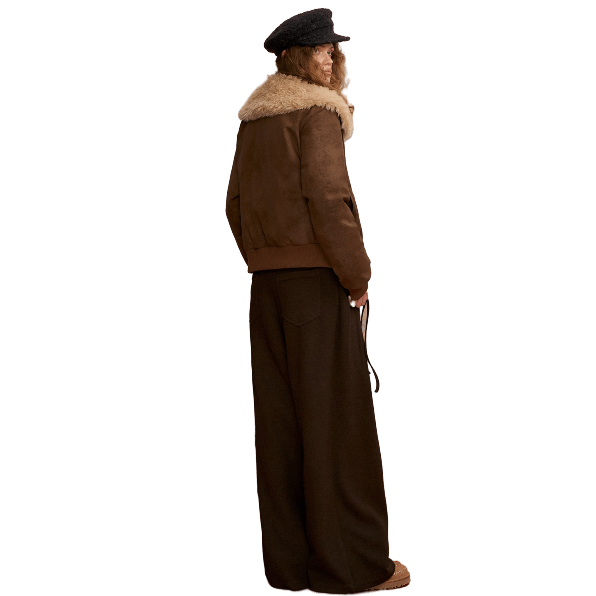 SOMESOWE Sailor - style Faux Leather Down Jacket in Brown | MADAX