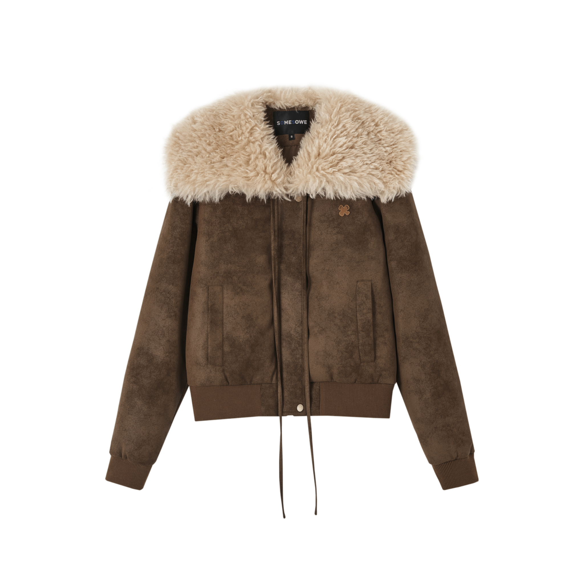 SOMESOWE Sailor - style Faux Leather Down Jacket in Brown | MADAX