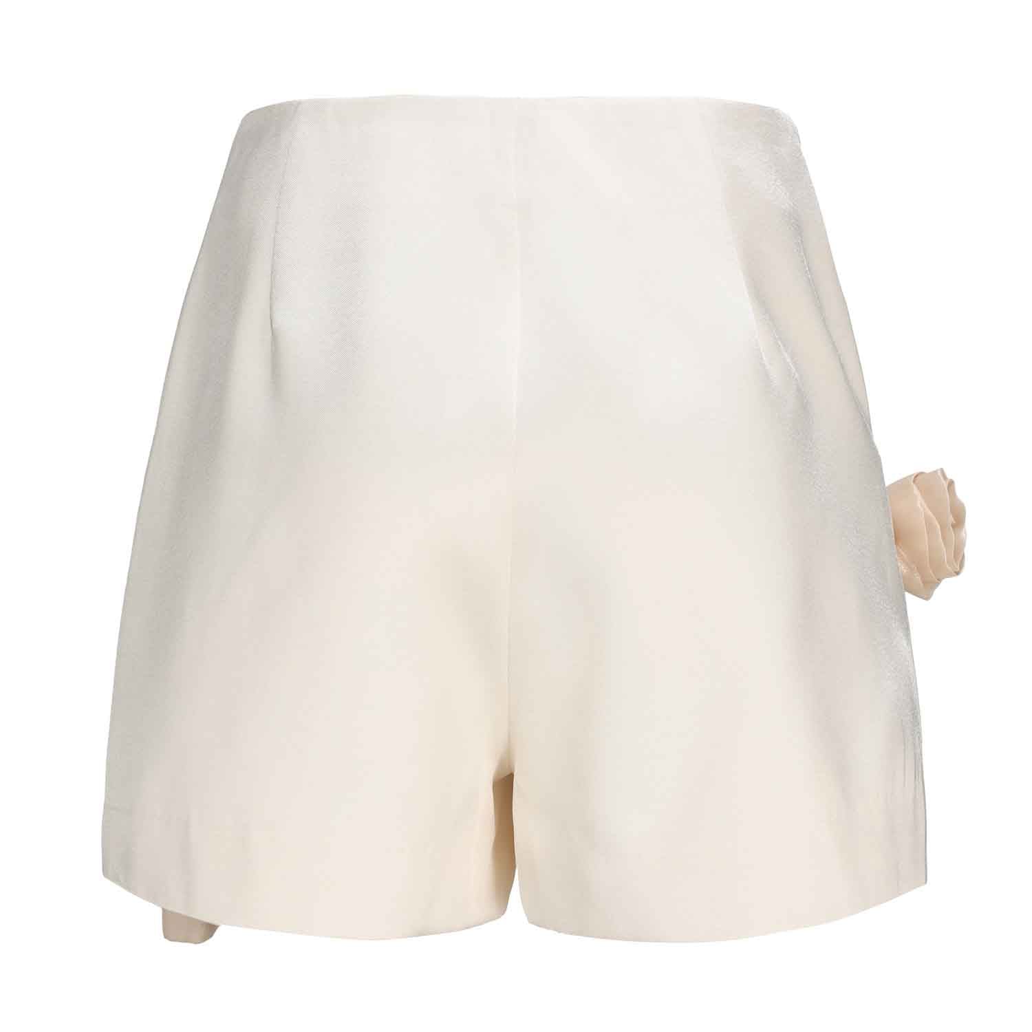 ARTE PURA Satin Flower Shorts In Beige | MADA IN CHINA