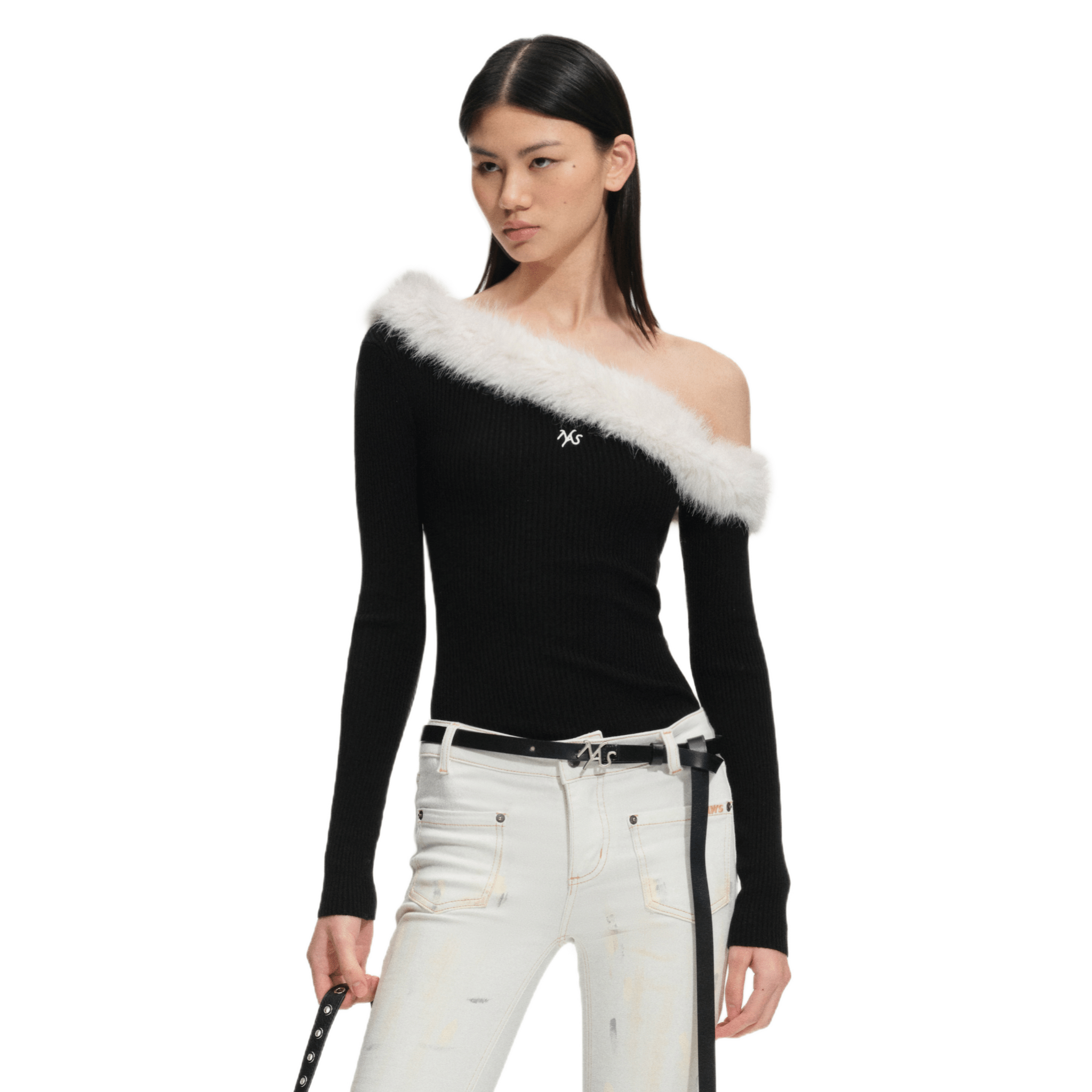 NAWS Sculptural Collar Knit Sweater in Black | MADAX