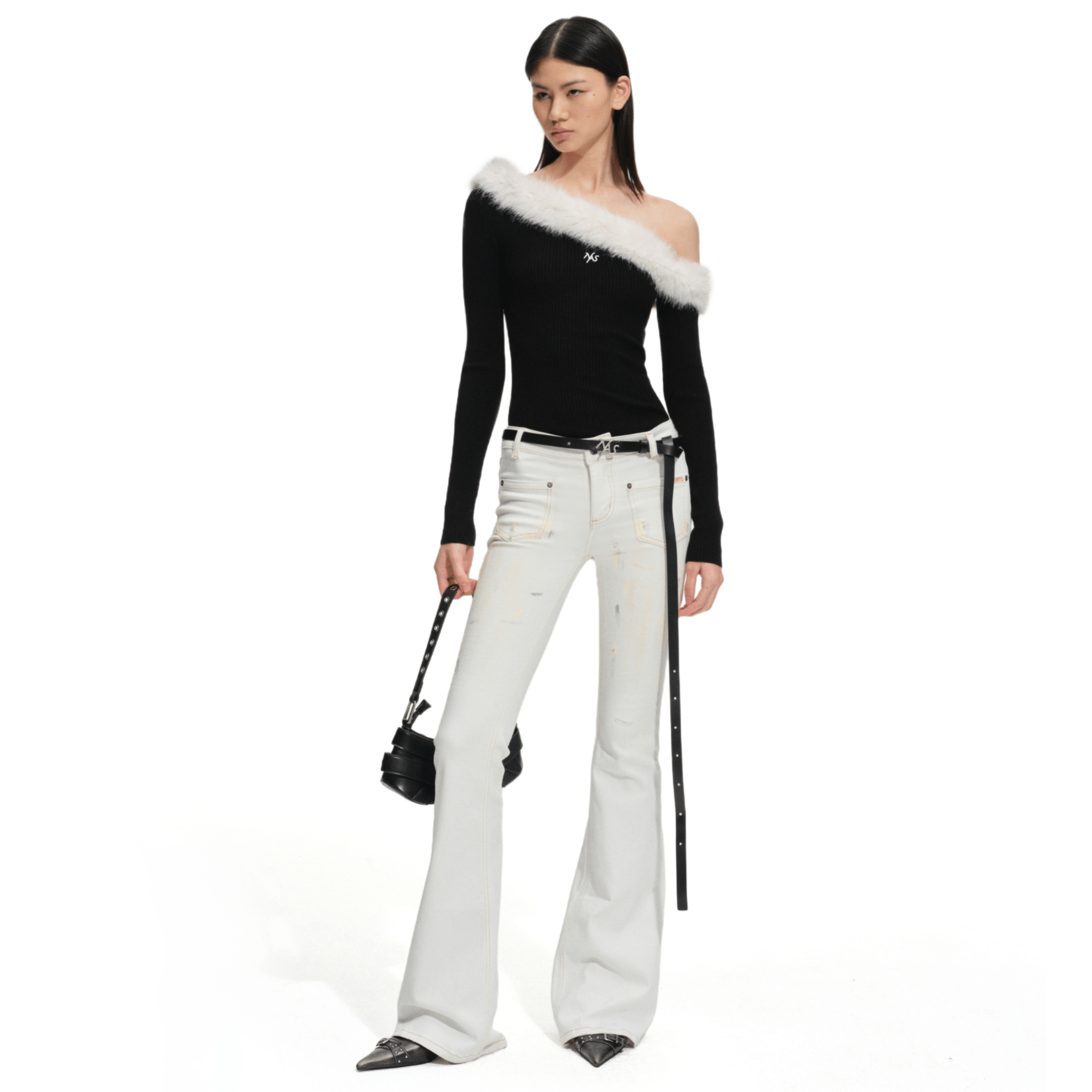 NAWS Sculptural Collar Knit Sweater in Black | MADAX