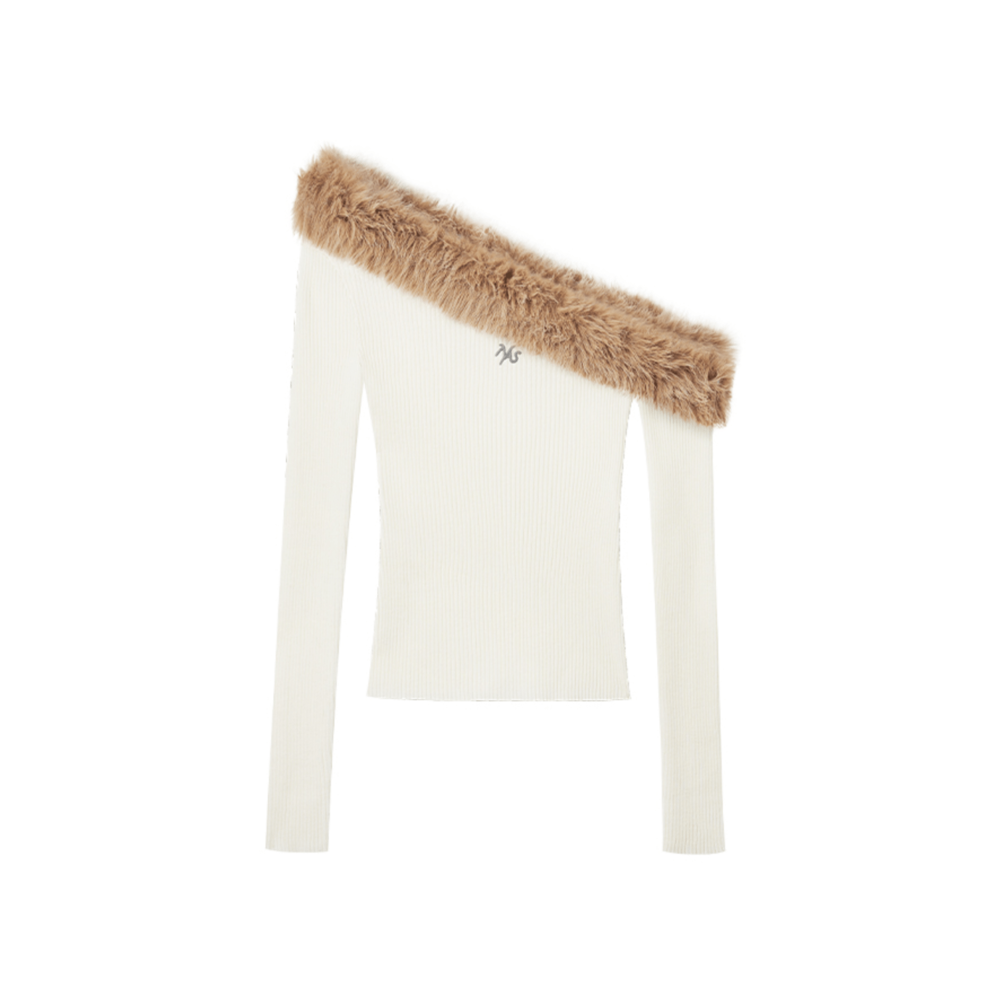 NAWS Sculptural Collar Knit Sweater in White | MADAX