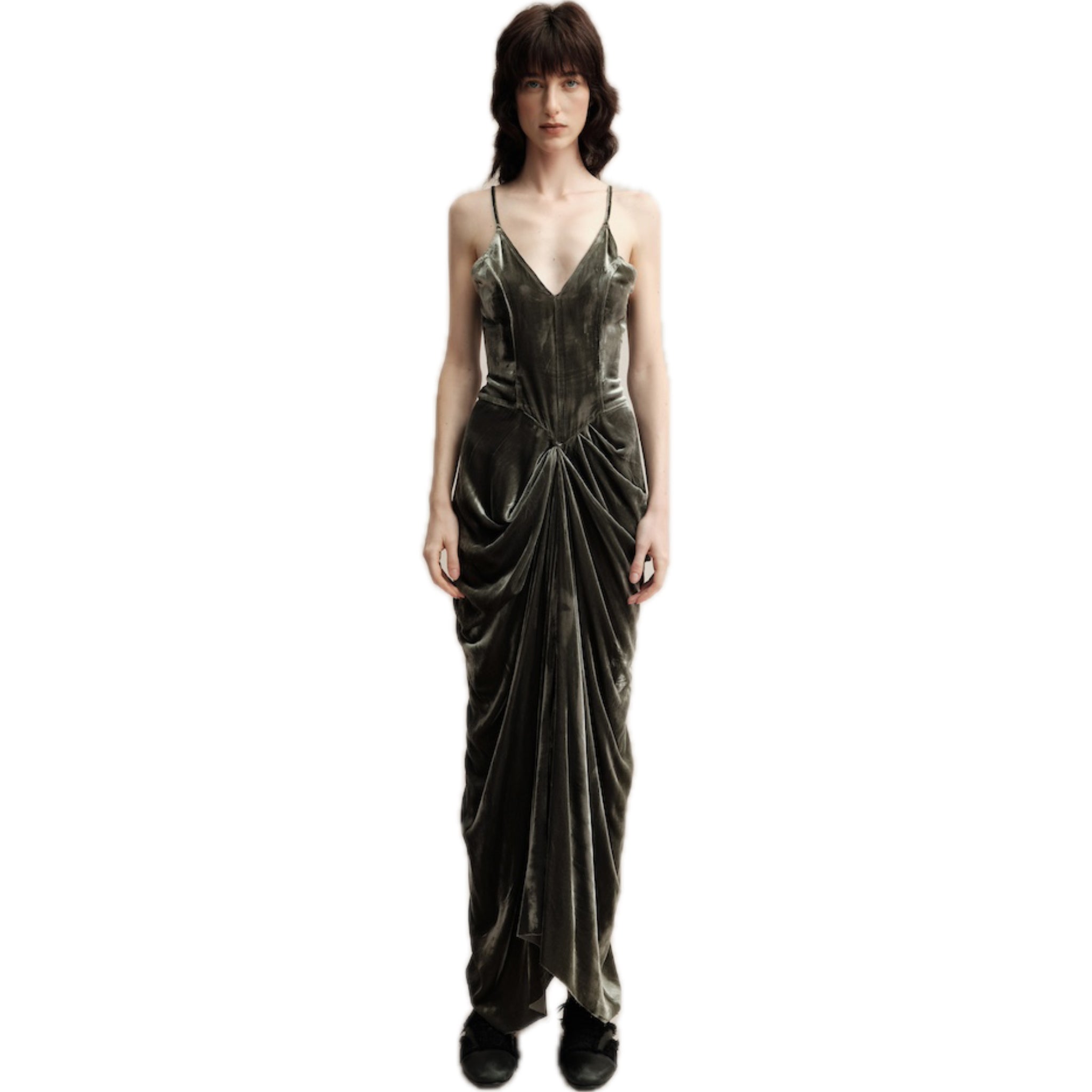 ELYWOOD Sea Green Velvet Maxi Dress | MADAX