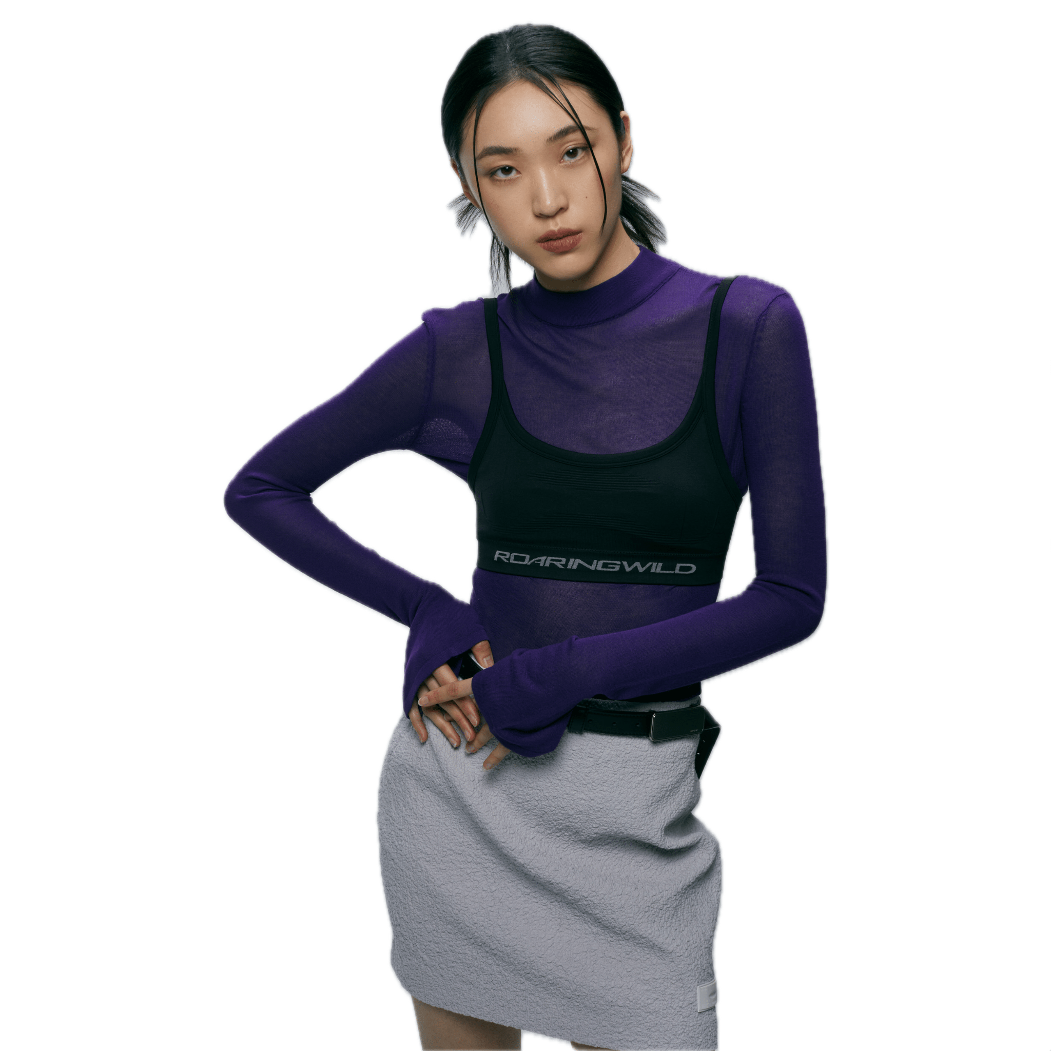 ROARINGWILD Seamless Woven Sports Bra in Black | MADAX