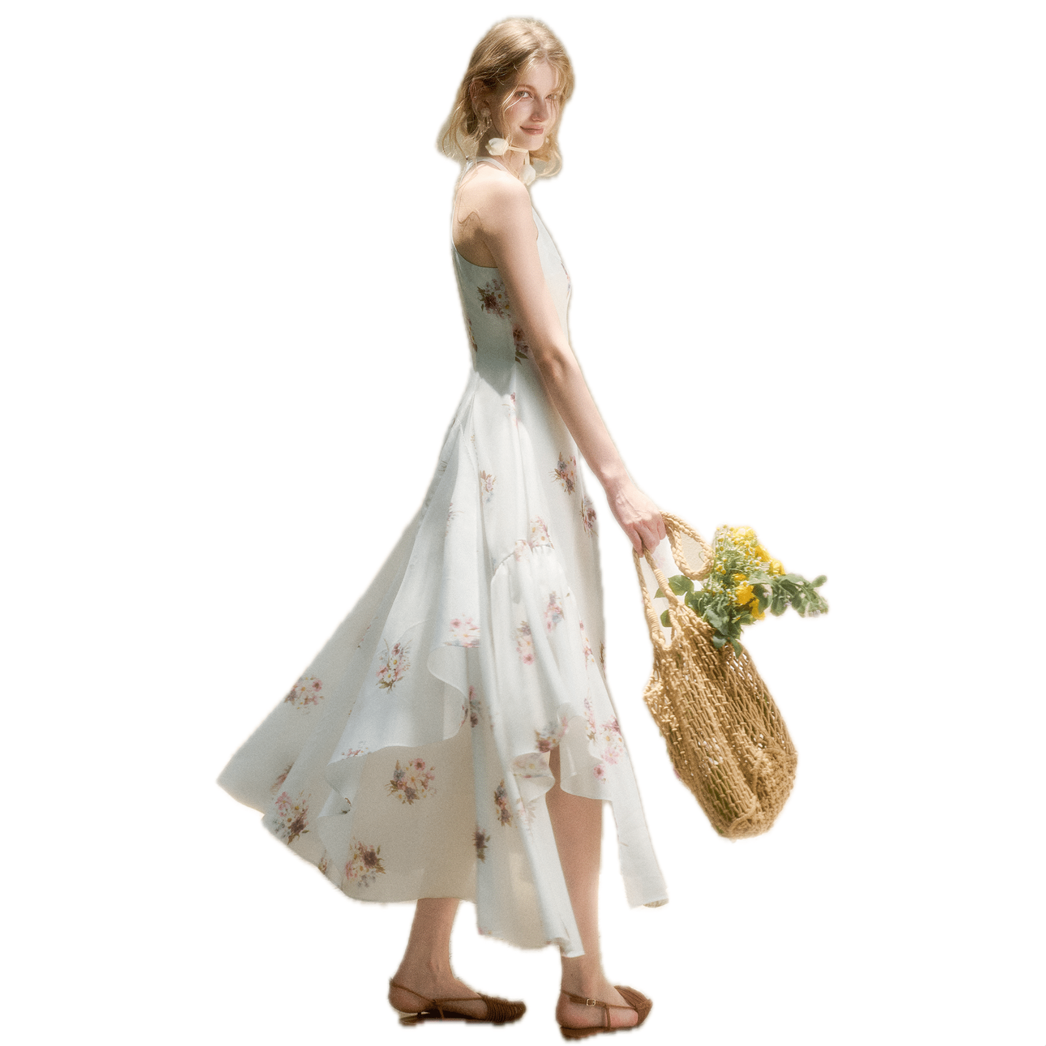 Group of Universe "Secret" Scarf Dress in White | MADAX