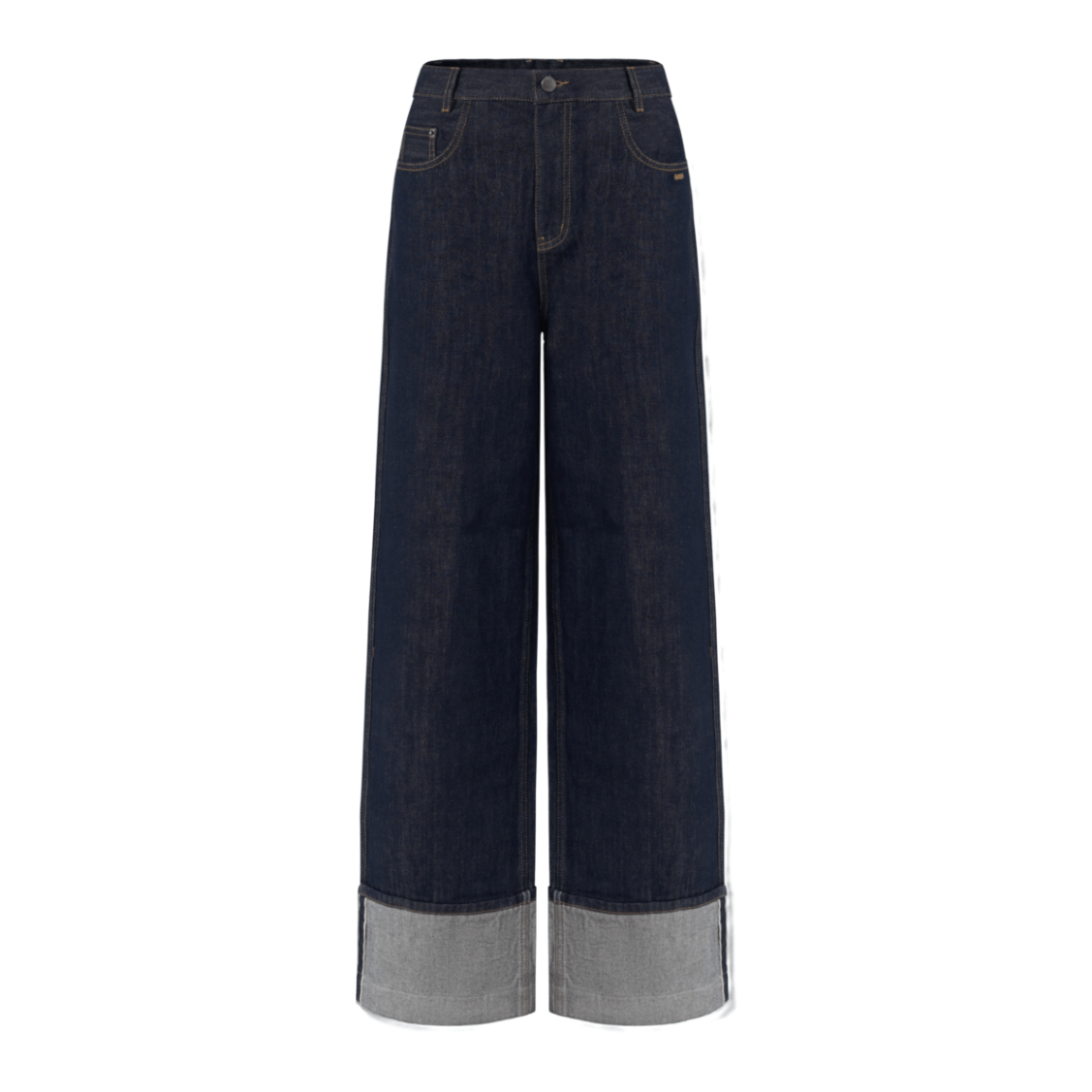NAWS Selvedge Raw Denim Fold - Over Straight Pants in Blue | MADAX