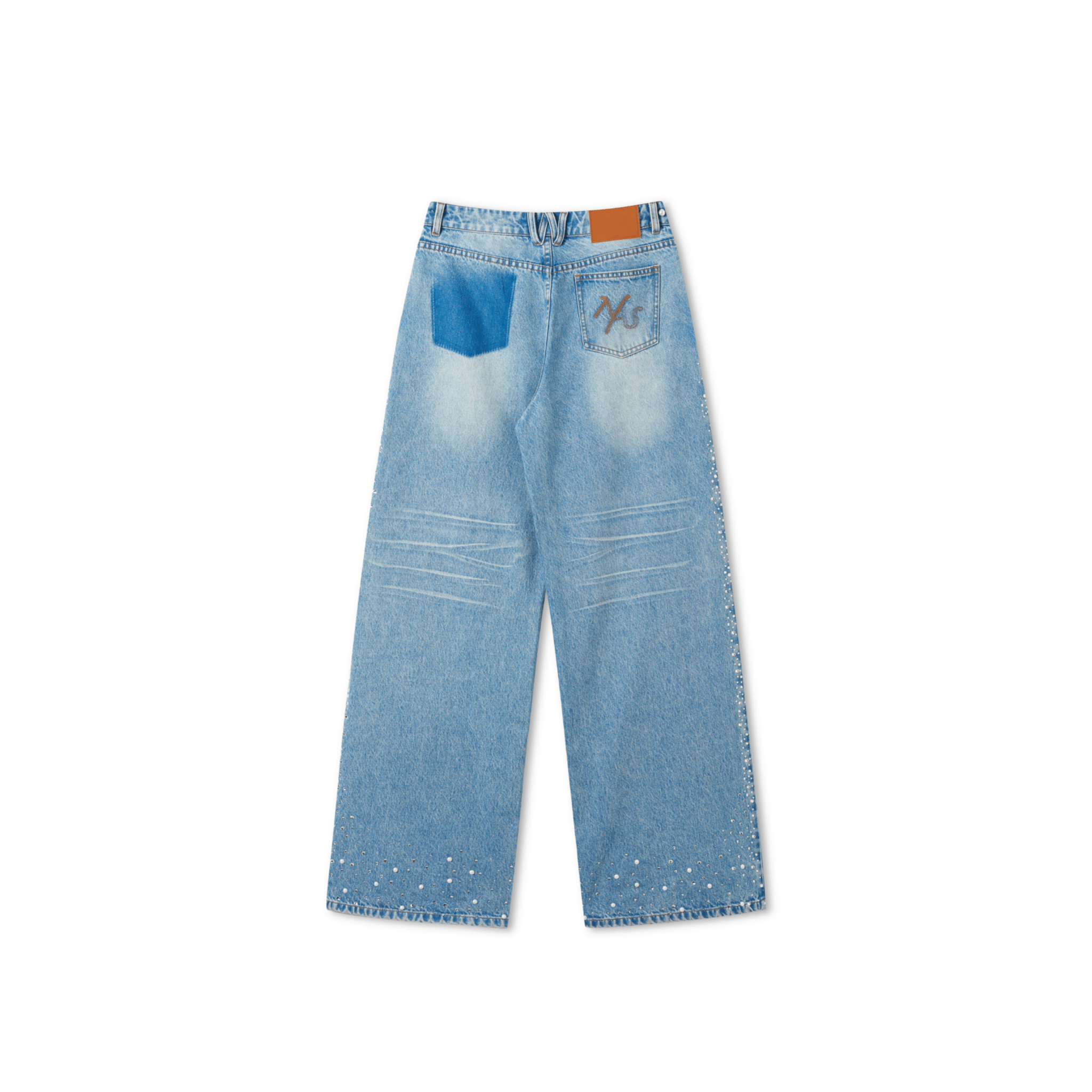 NAWS Sequin Wide - Leg Jeans in Blue | MADAX