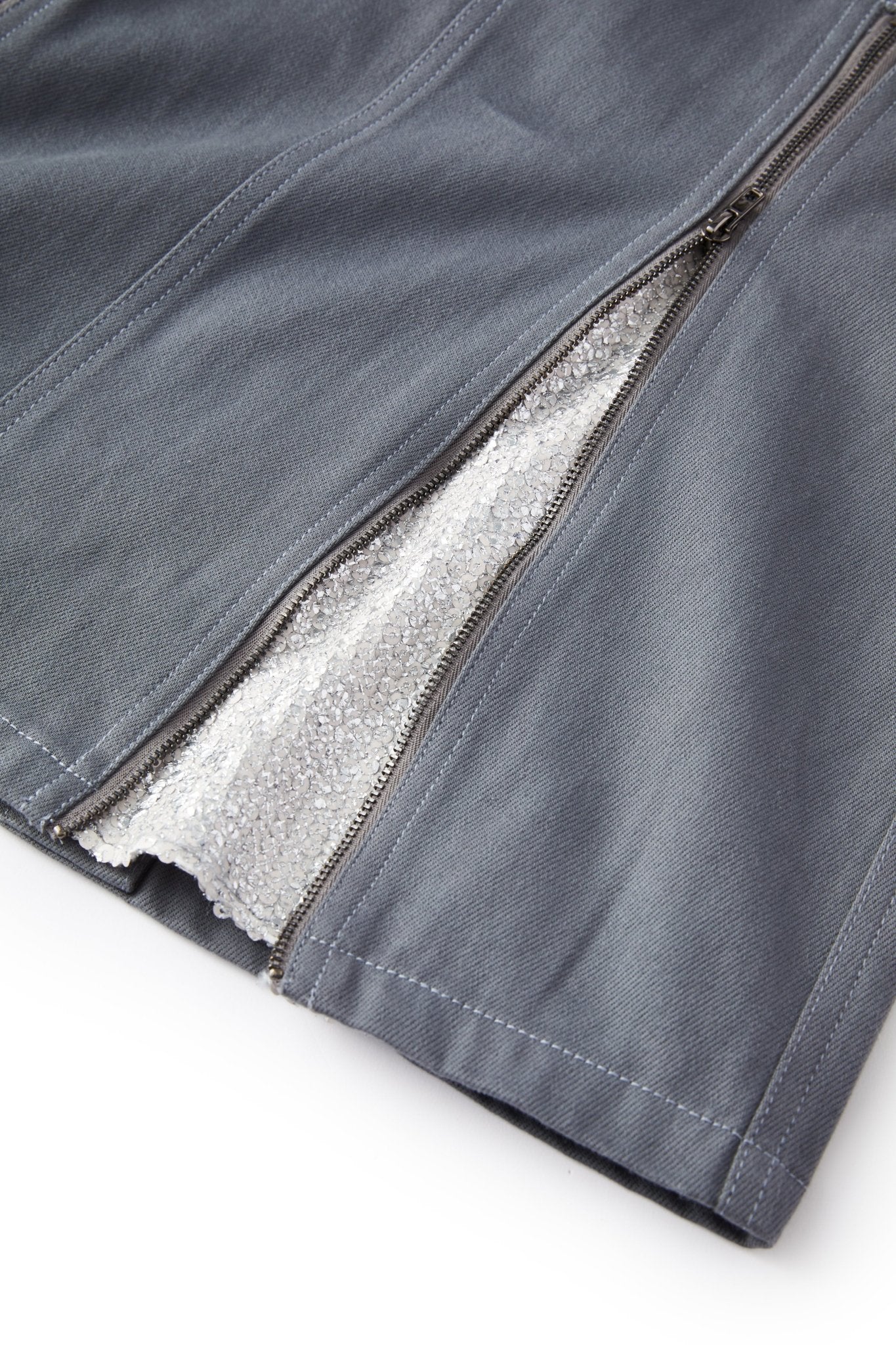 LOST IN ECHO Sequined Denim Fishtail Skirt in Grey | MADA IN CHINA