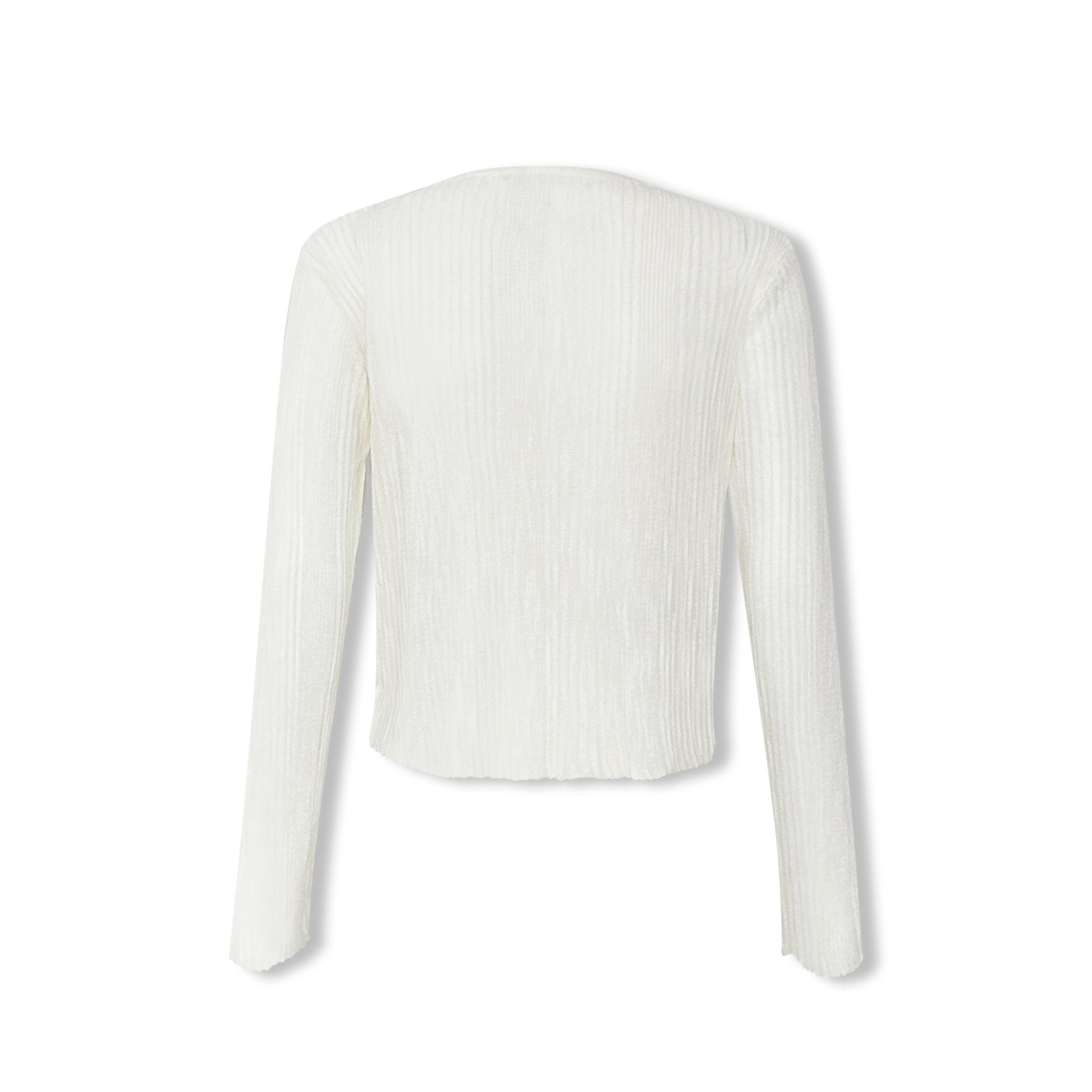 AIMME SPARROW Sequined Petals V - Neck Knit Top In White | MADAX