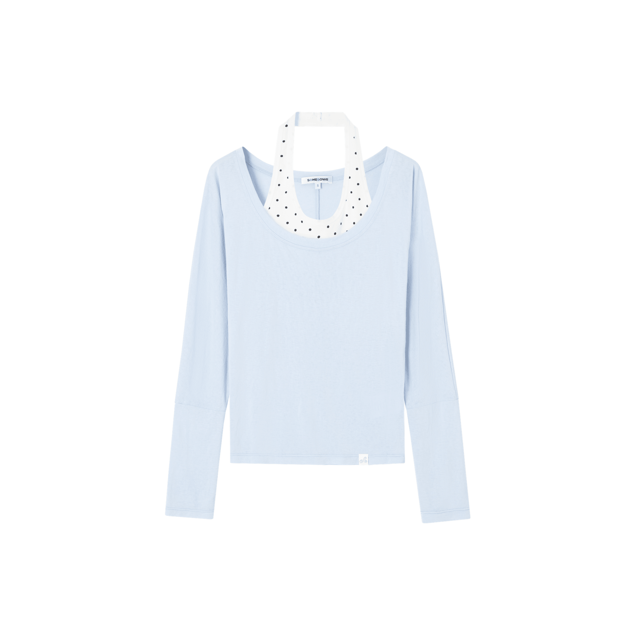 SOMESOWE Sheer Polka Dot Layered Two - piece T-shirt Set in Blue and White | MADAX