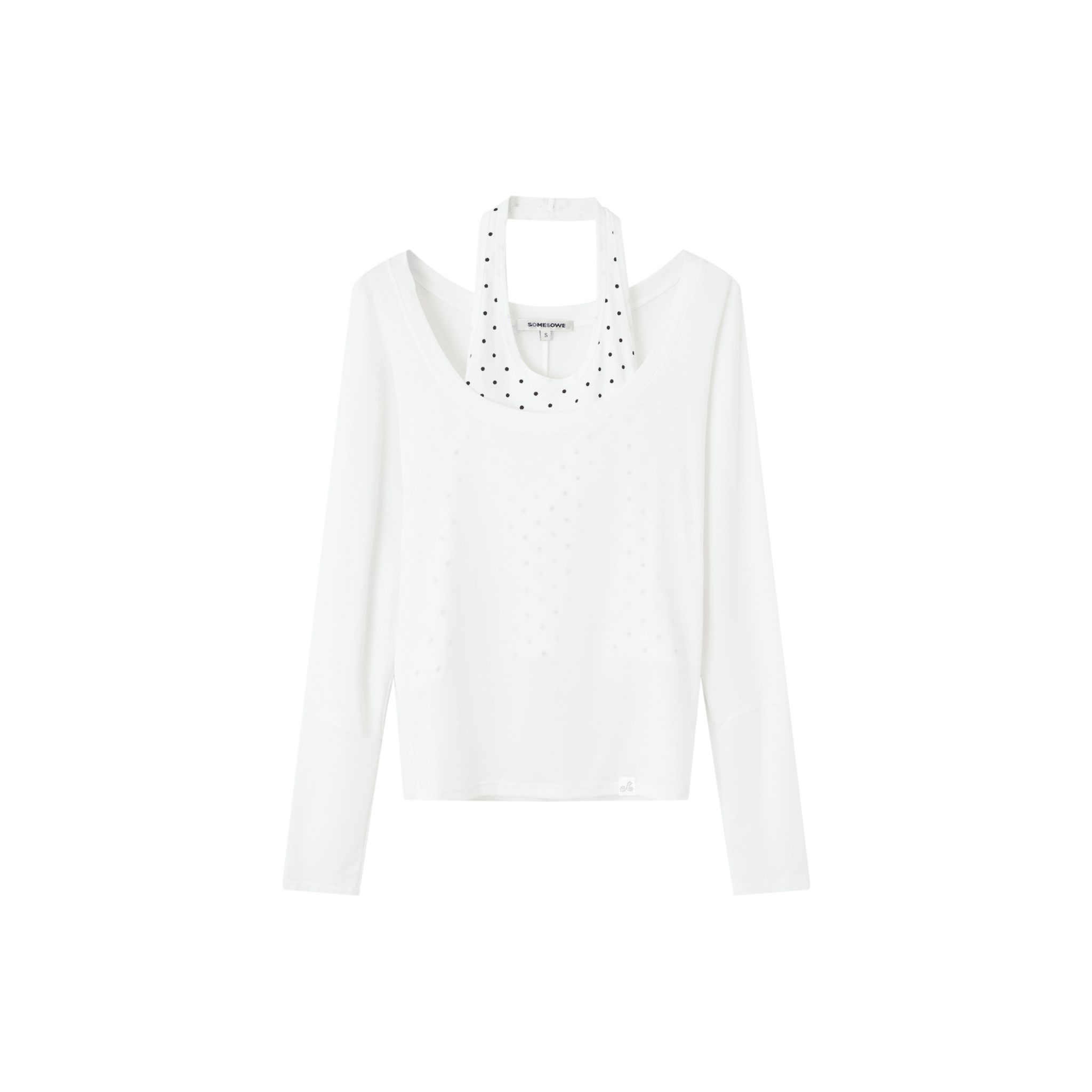 SOMESOWE Sheer Polka Dot Layered Two - piece T-shirt set in White | MADAX