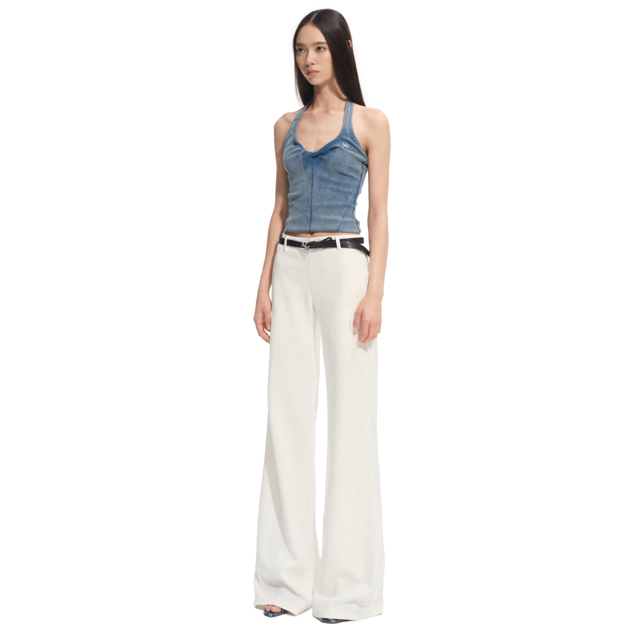 NAWS Shell White Flared Casual Pants in White | MADAX