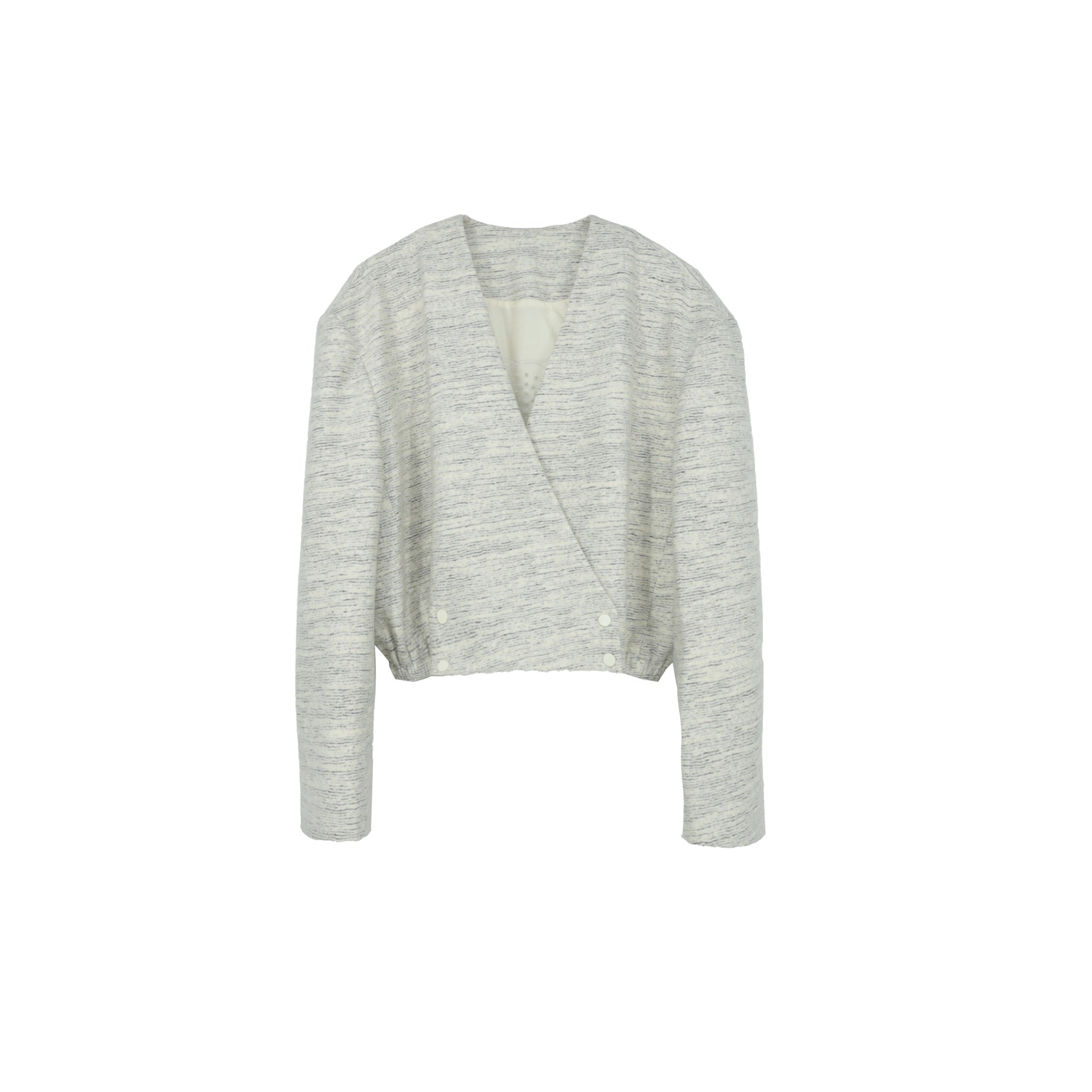 ilEWUOY Short Box Double Breasted Heather Wool Jacket | MADA IN CHINA