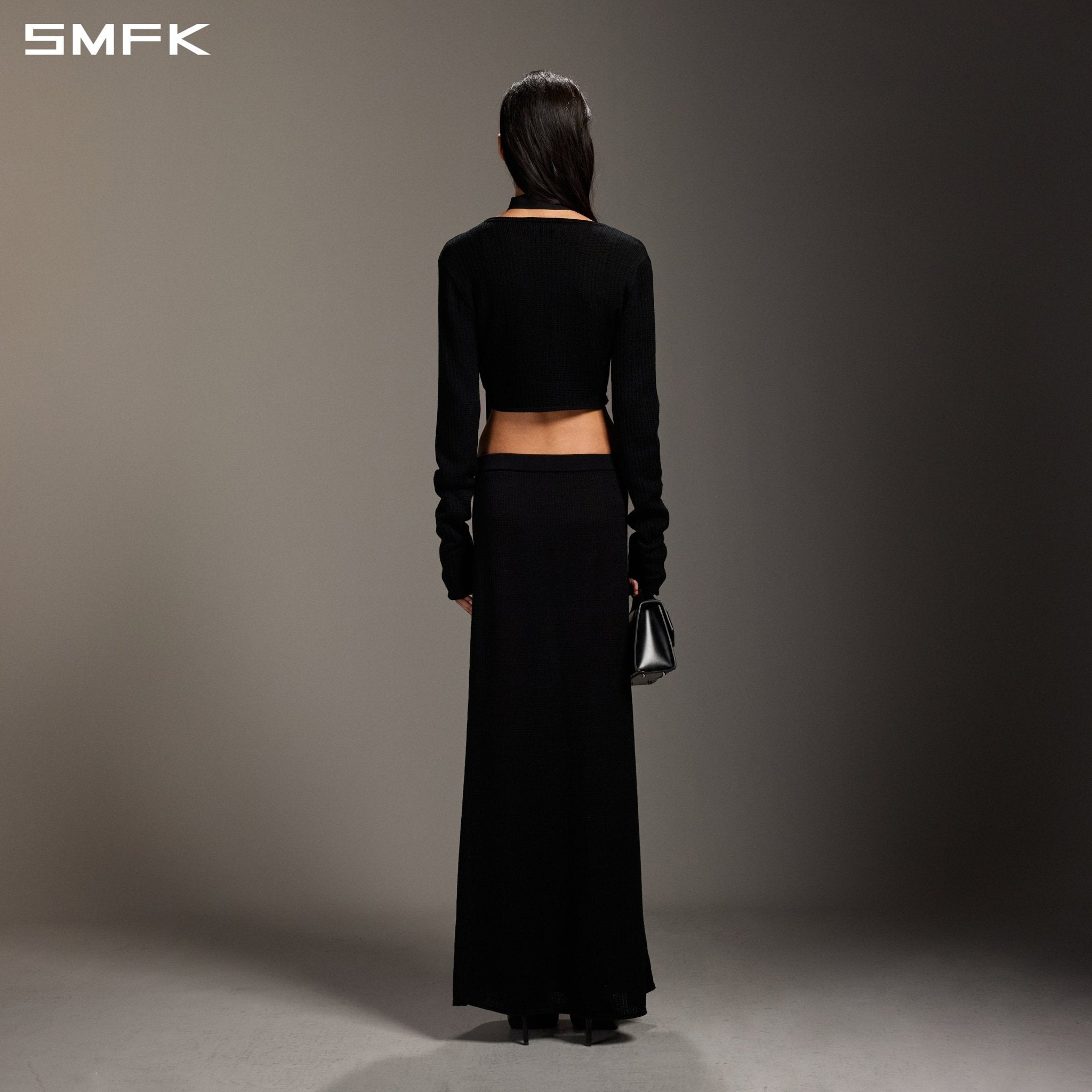 SMFK Short-Length Black Knit Cardigan | MADAX