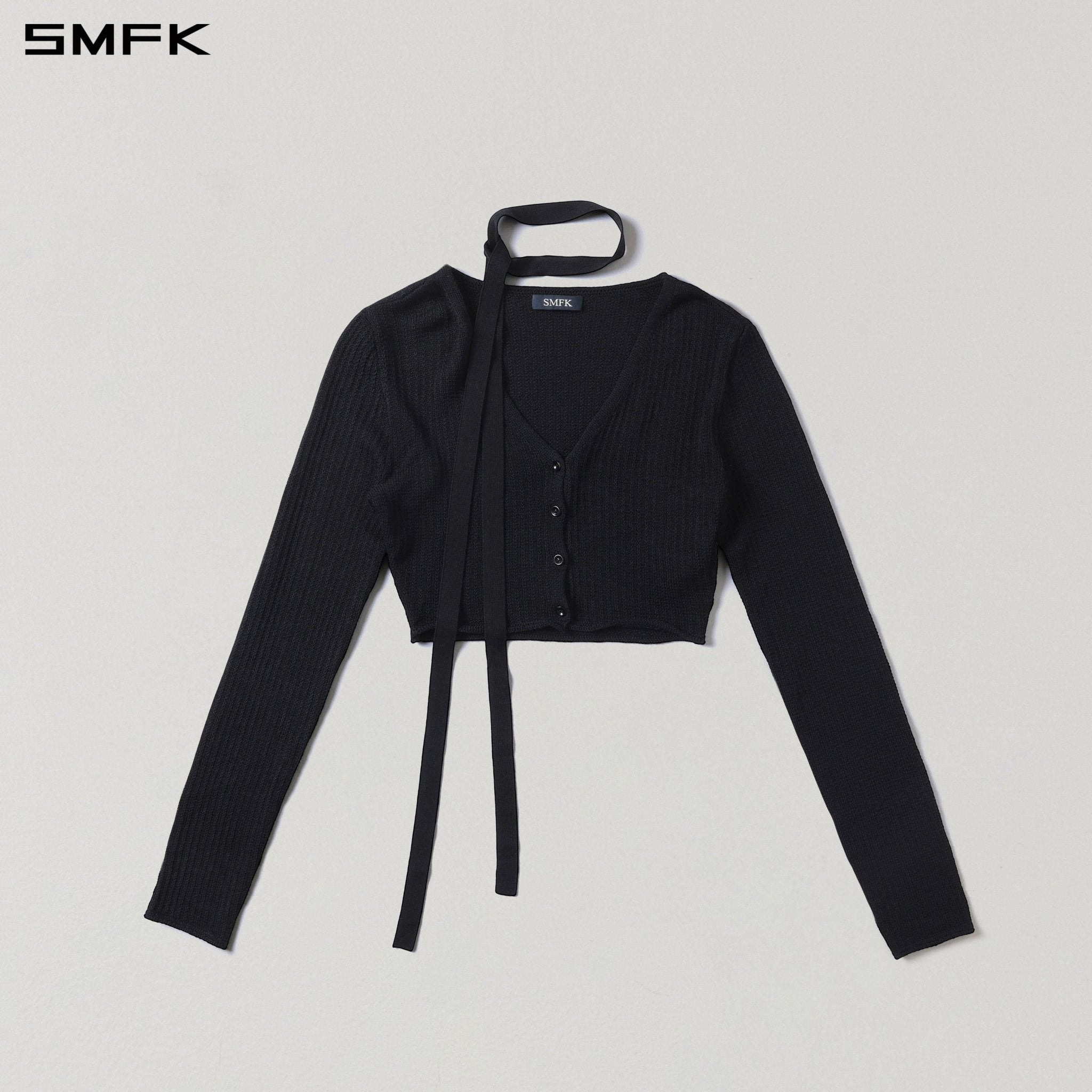 SMFK Short-Length Black Knit Cardigan | MADAX