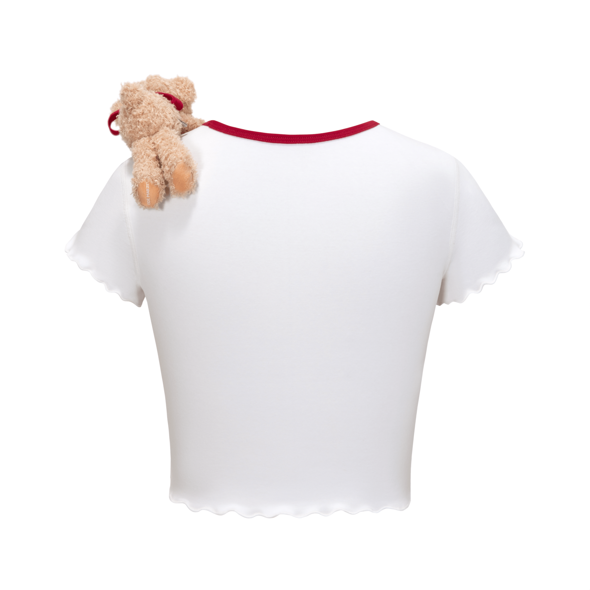 13DE MARZO Short Sleeves with Ribbon Bow in White | MADAX