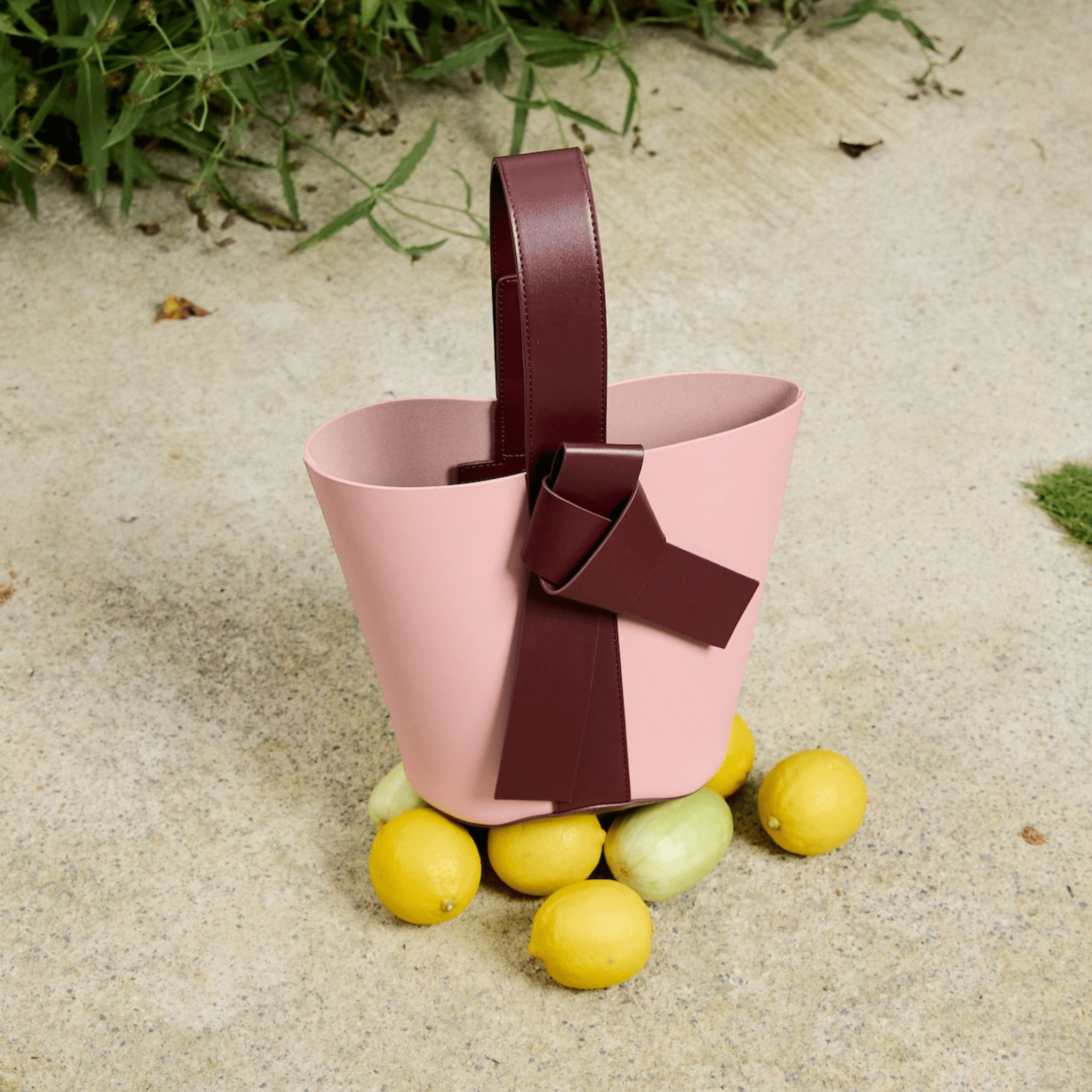 The Yellow Shop Siena Knot Bucket Bag in Tulip Pink | MADAX