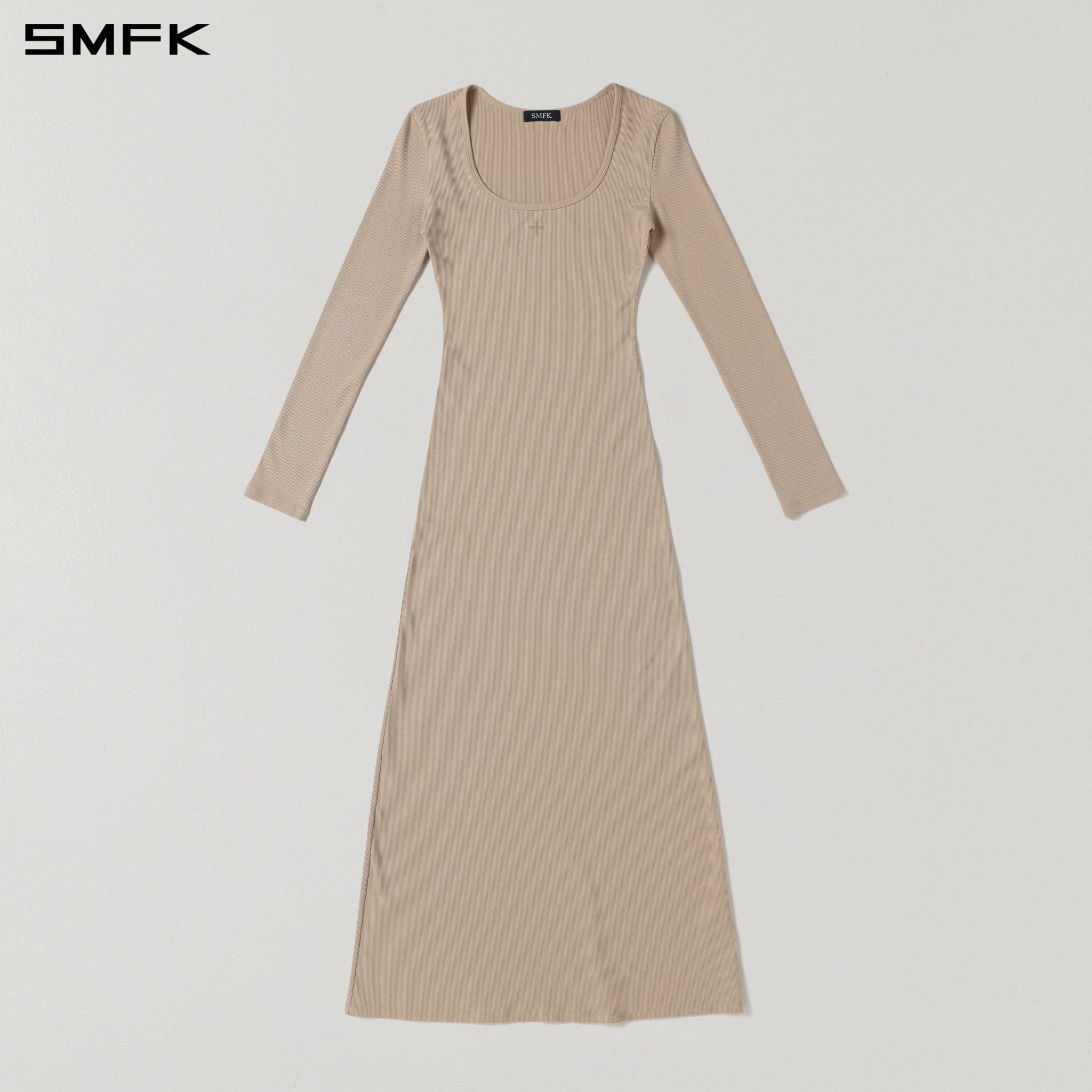 SMFK Silk Long-Sleeved Dress in Skin Tone | MADAX