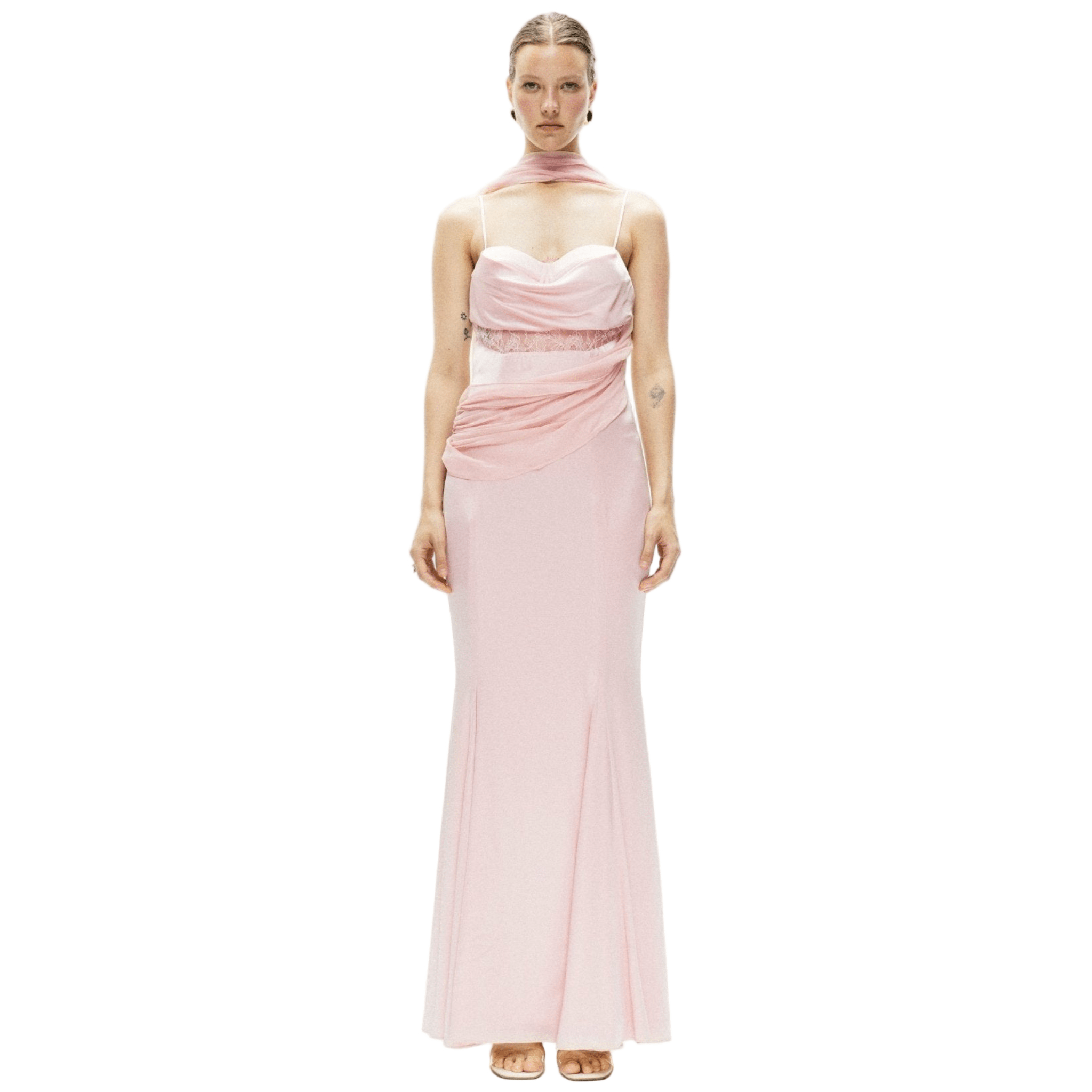 ARTE PURA Silk Ribbon Acetate Satin Dress In Pink | MADAX
