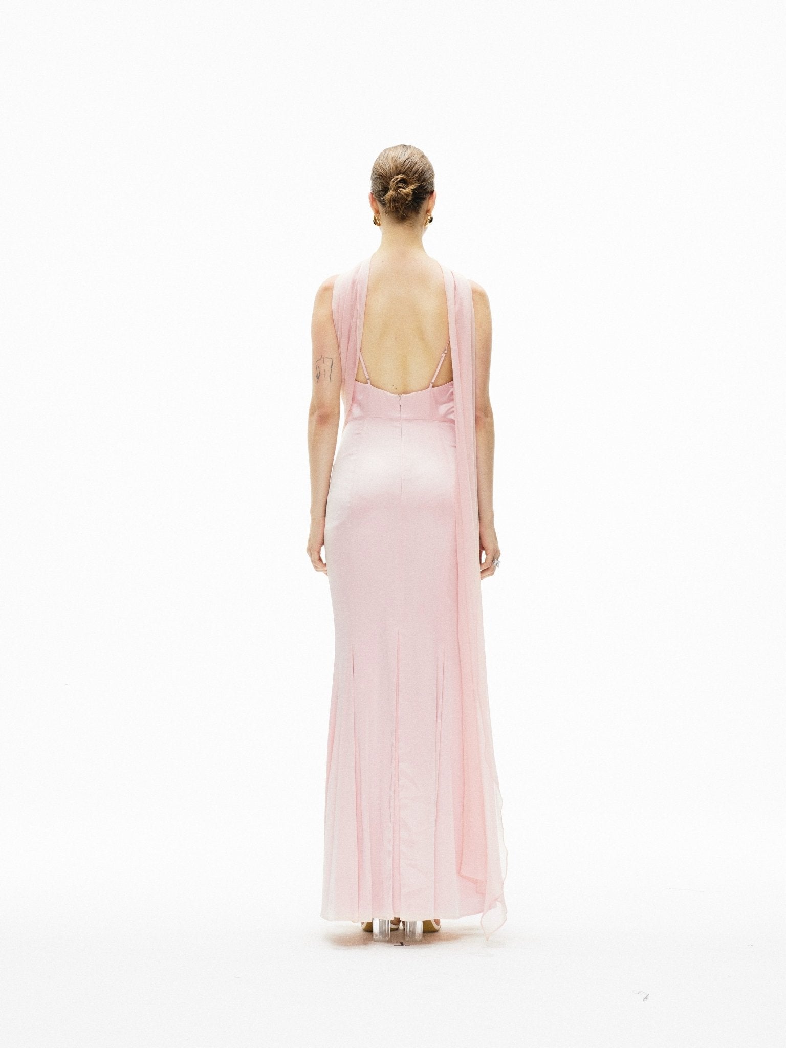 ARTE PURA Silk Ribbon Acetate Satin Dress In Pink | MADAX