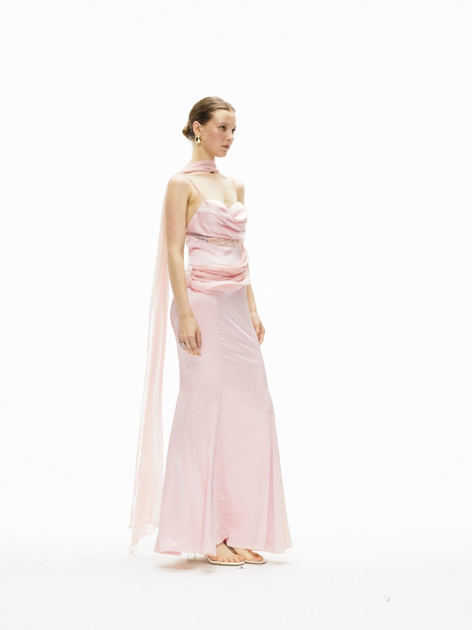 ARTE PURA Silk Ribbon Acetate Satin Dress In Pink | MADAX