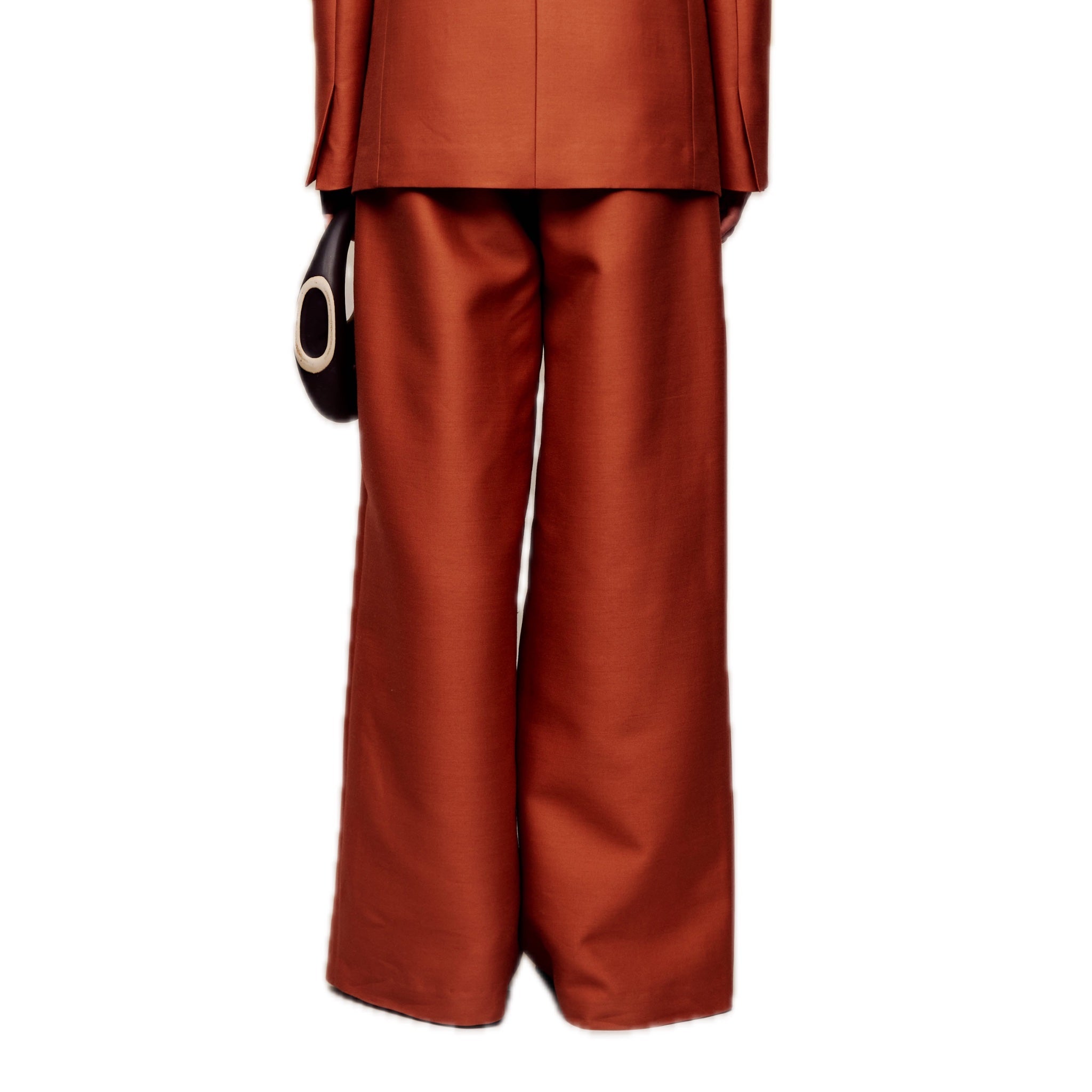 ilEWUOY Silk Wool Wide-leg Pants in Orange | MADA IN CHINA