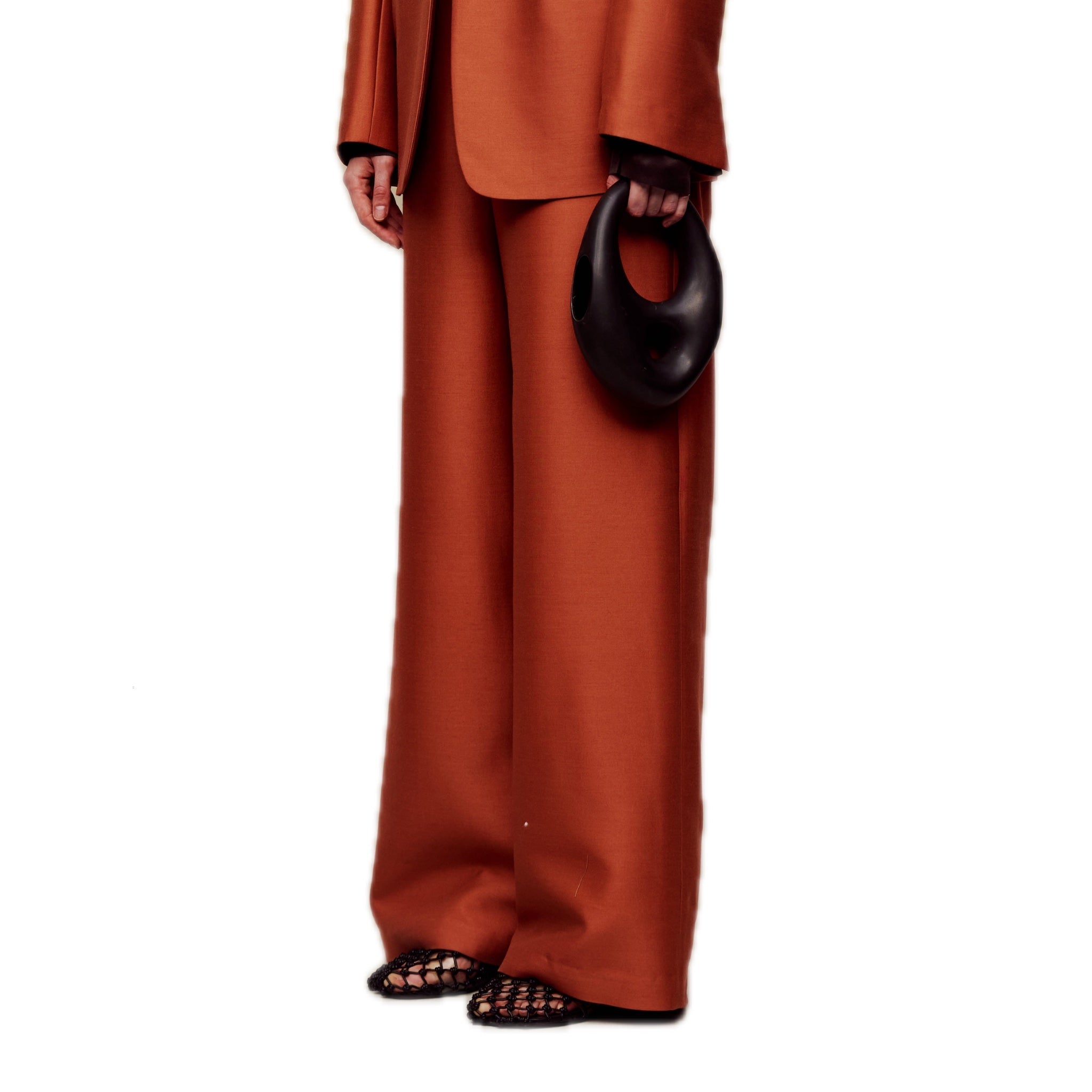 ilEWUOY Silk Wool Wide-leg Pants in Orange | MADA IN CHINA