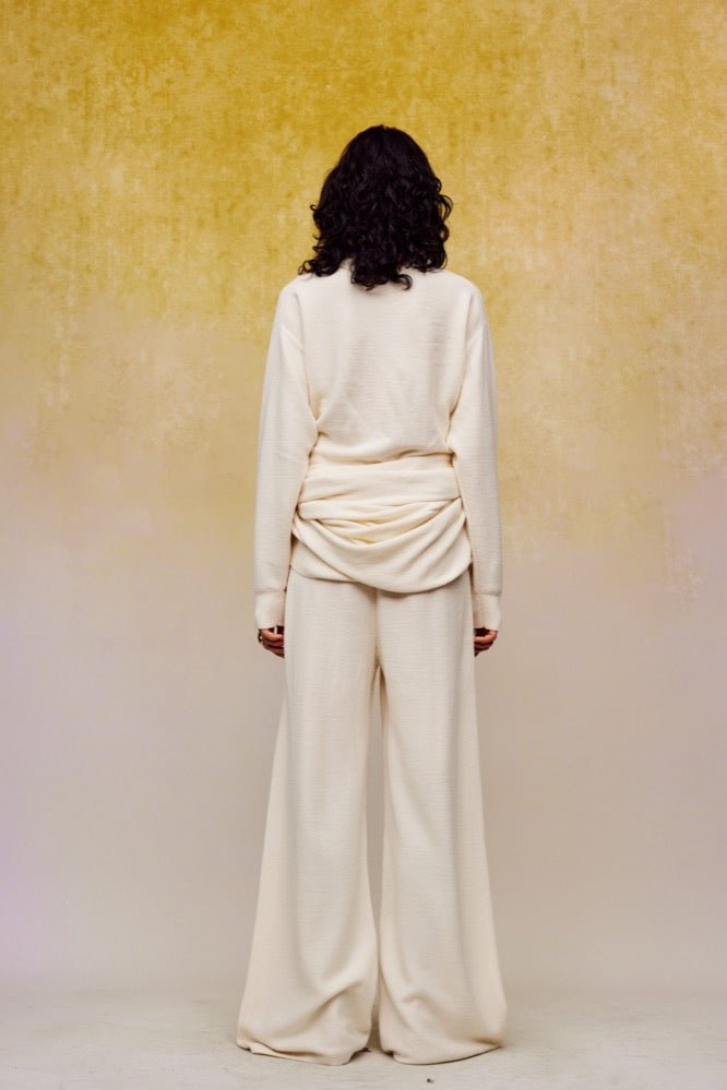 ilEWUOY Silk Wool Wide-leg Pants in White | MADA IN CHINA