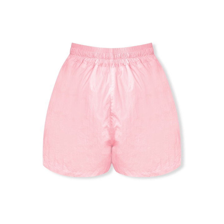 NOT FOR US Silver Logo Drawstring Pocket Shorts in Pink | MADAX