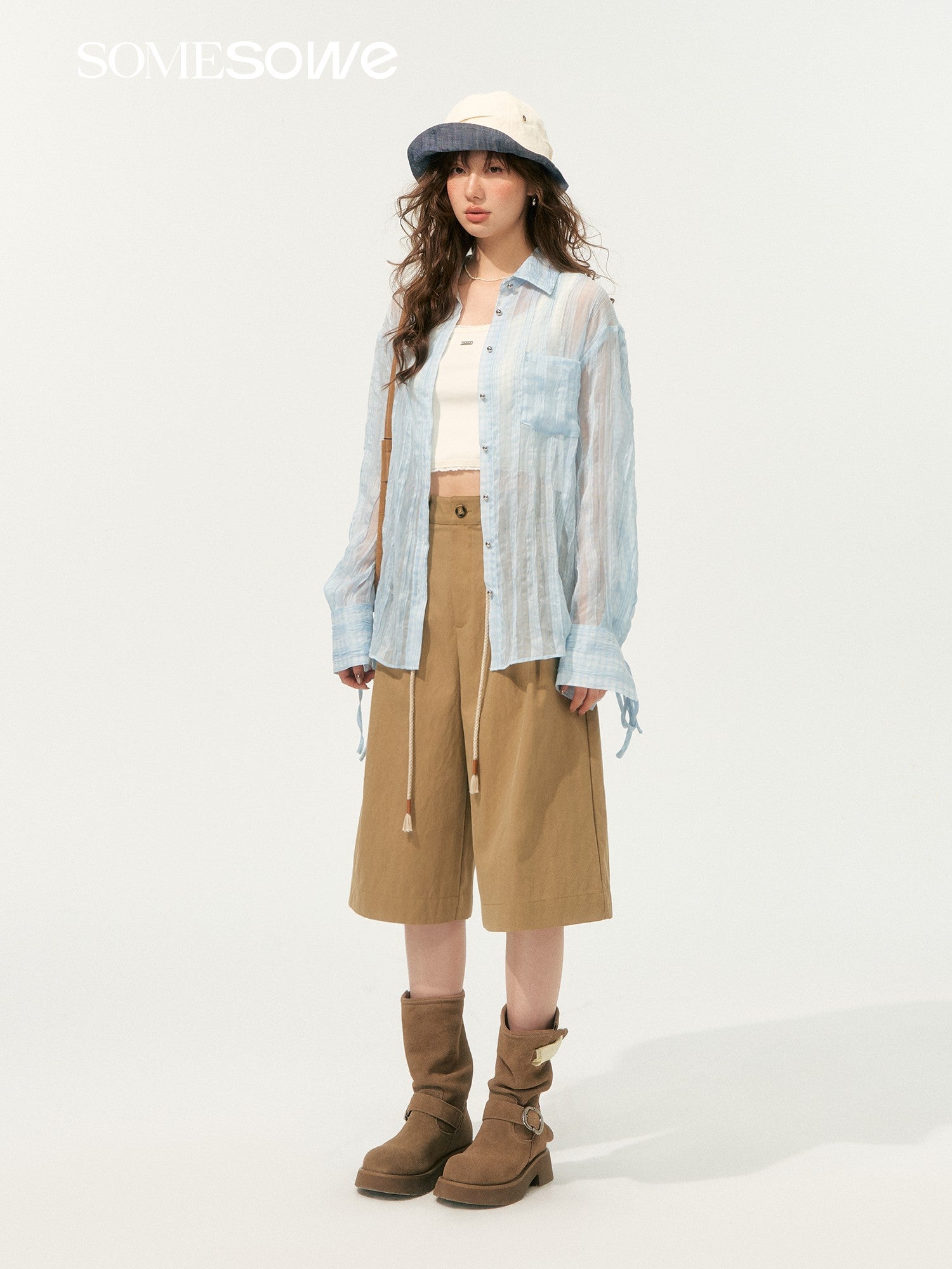 SOMESOWE Simple Pleated Casual Pants In Khaki | MADAX