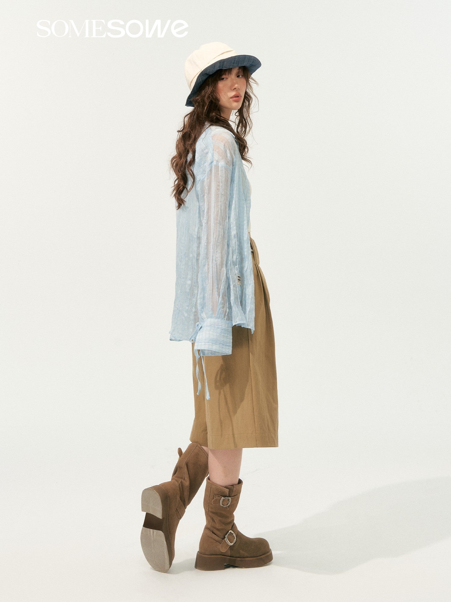 SOMESOWE Simple Pleated Casual Pants In Khaki | MADAX