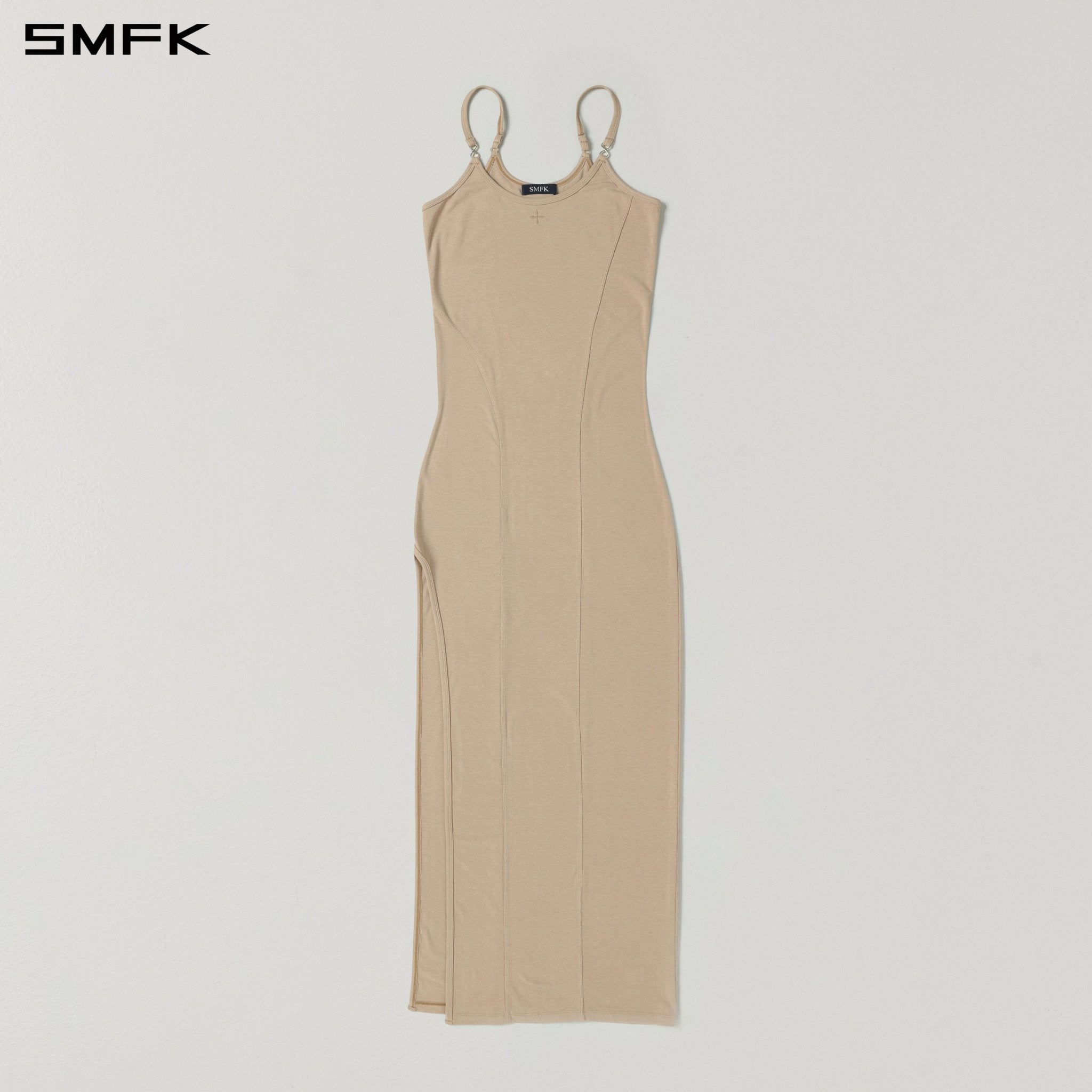 SMFK Skin Tone Halter-Neck Slit Maxi Dress | MADAX