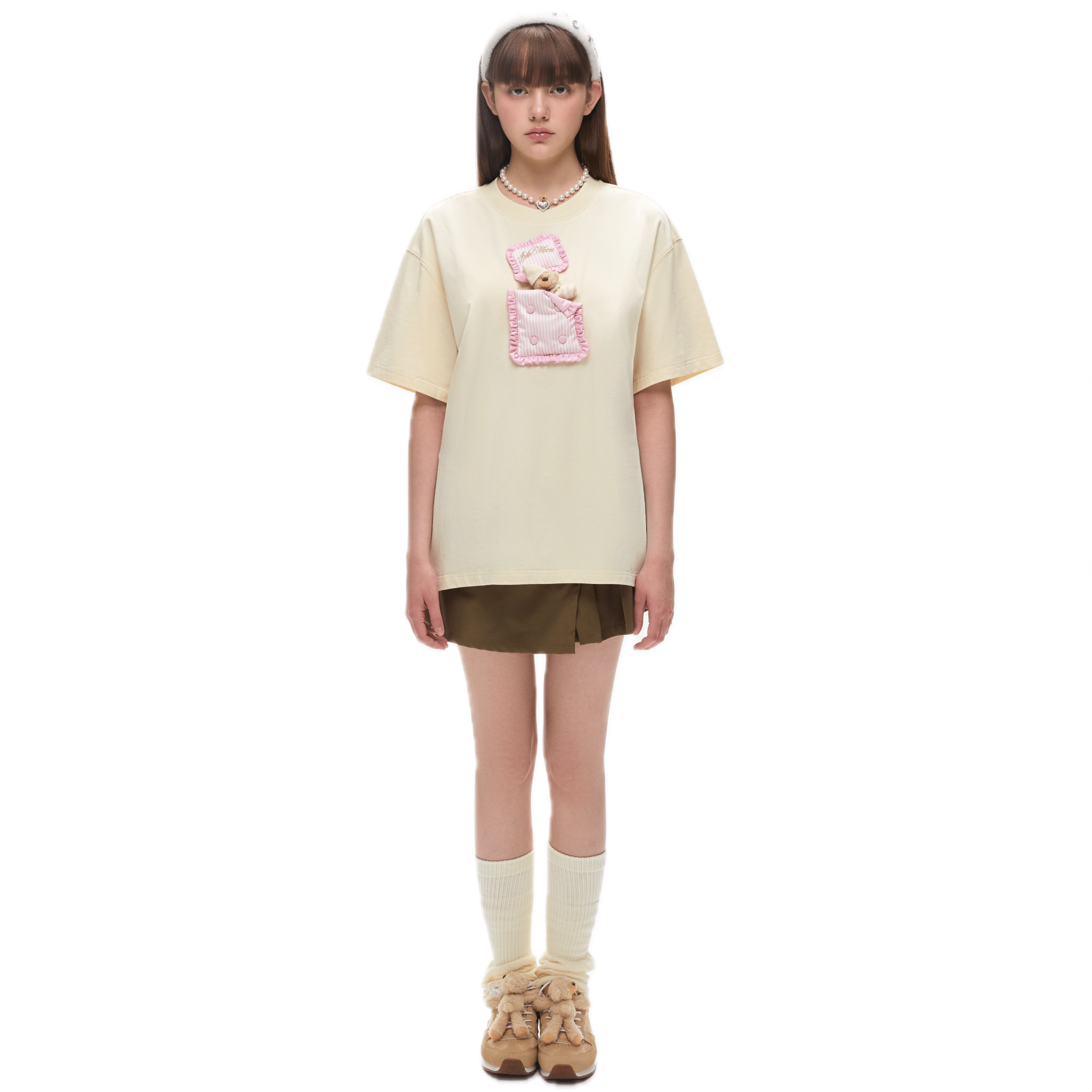 13DE MARZO Sleeping Bear Short Sleeve in Beige | MADAX