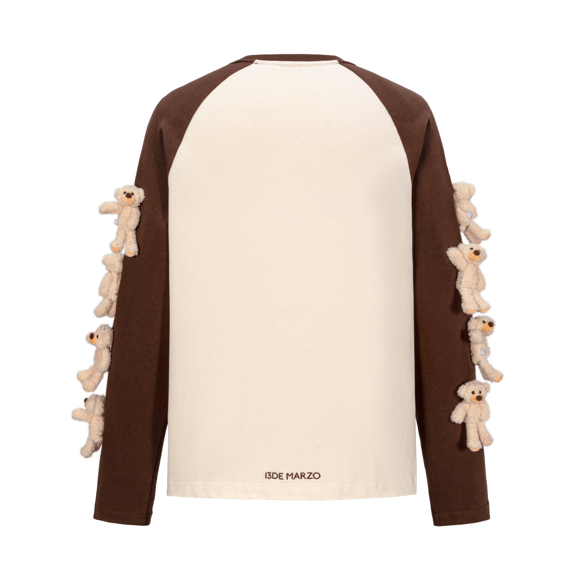 13DE MARZO Sleeve Arm Multi - Doll Raglan Long Sleeve T-shirt in White | MADAX