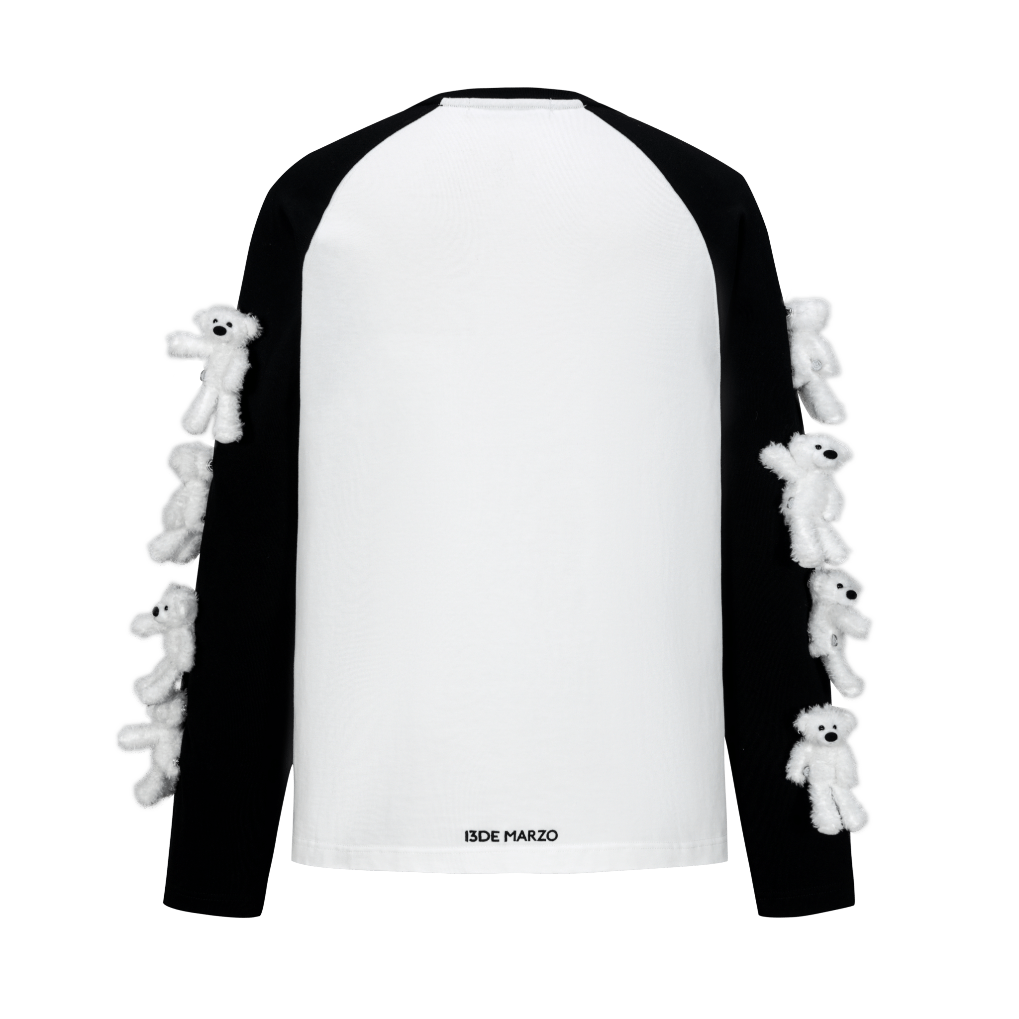 13DE MARZO Sleeve Arm Multi - Doll Raglan Long Sleeve T-shirt in White | MADAX