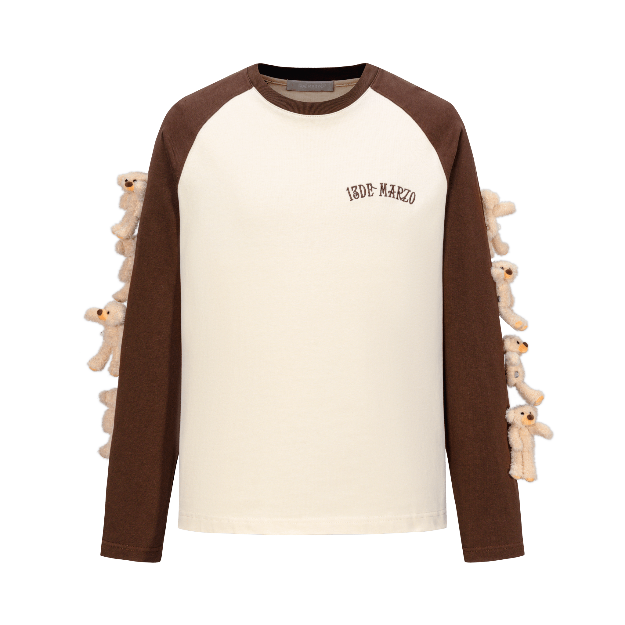 13DE MARZO Sleeve Arm Multi - Doll Raglan Long Sleeve T-shirt in White | MADAX