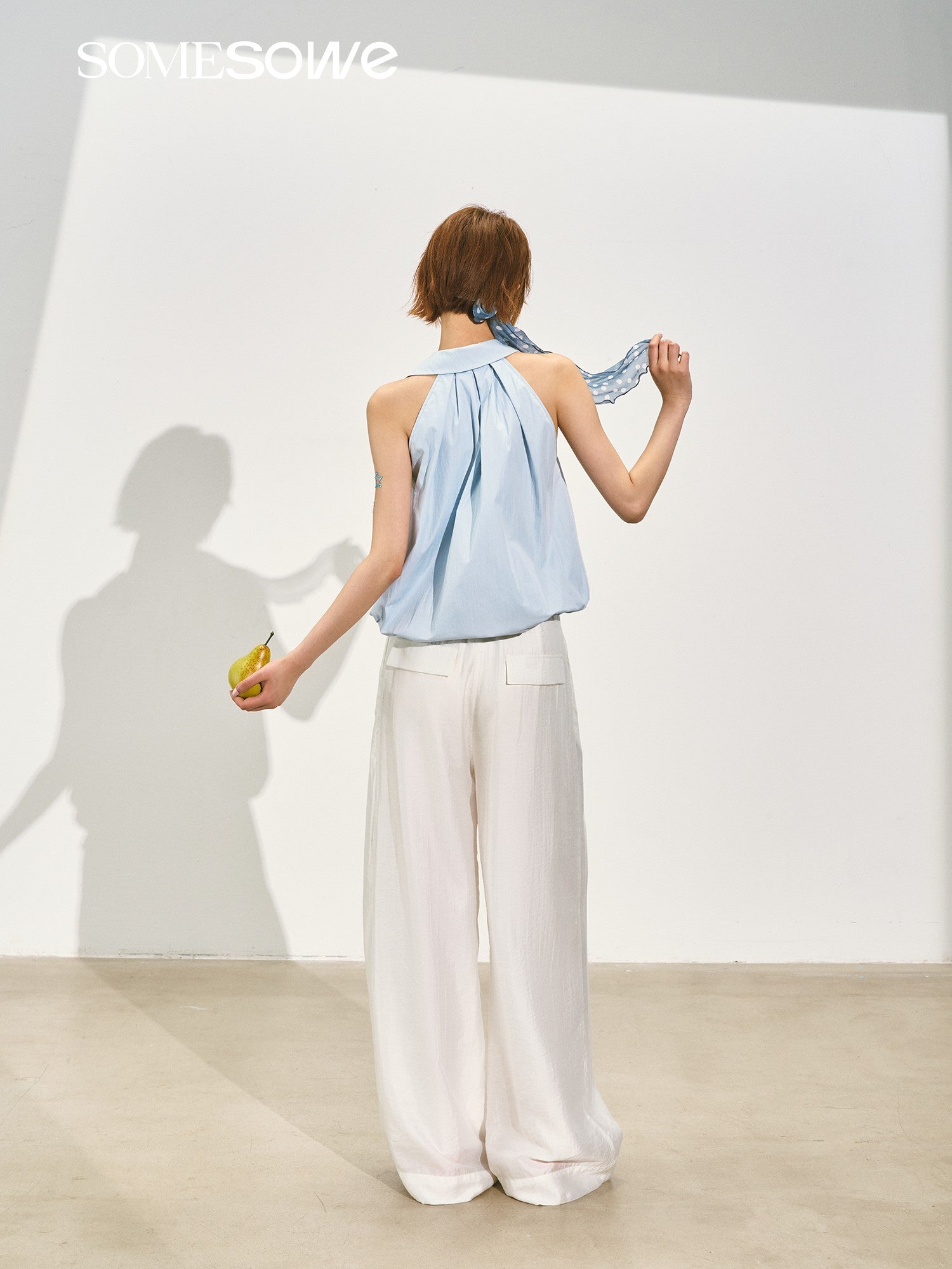 SOMESOWE Sleeveless Halter Top In Light Blue | MADAX