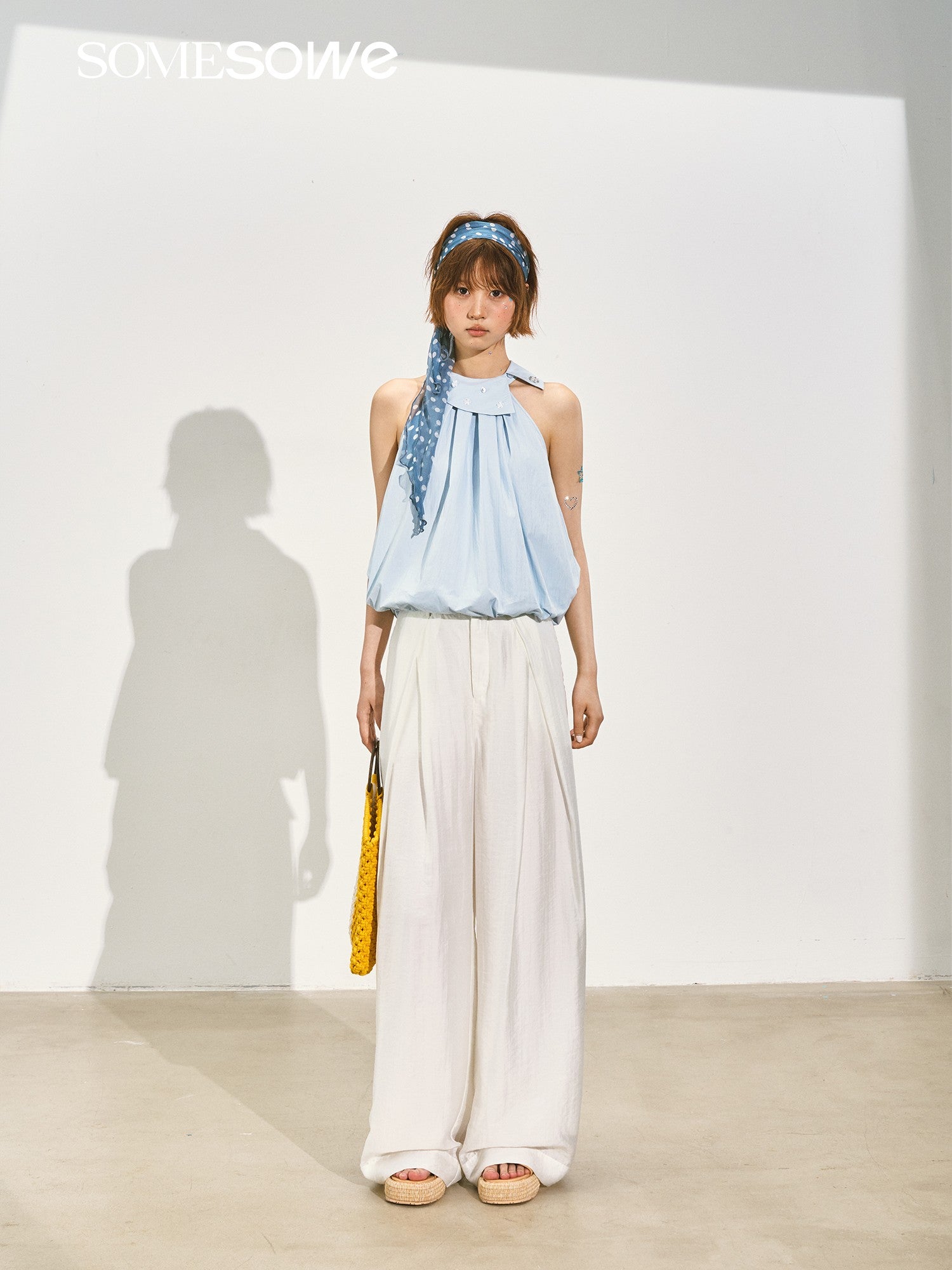 SOMESOWE Sleeveless Halter Top In Light Blue | MADAX