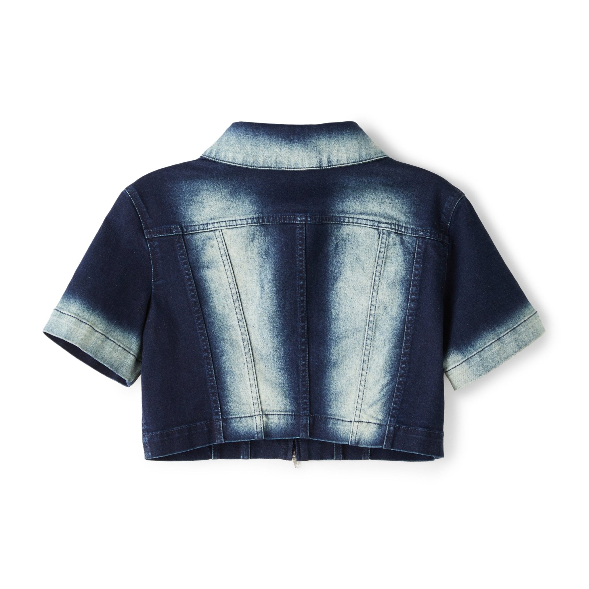 LOST IN ECHO Slim-fit Cropped Zip-up Acid-wash Denim Jacket | MADA IN CHINA