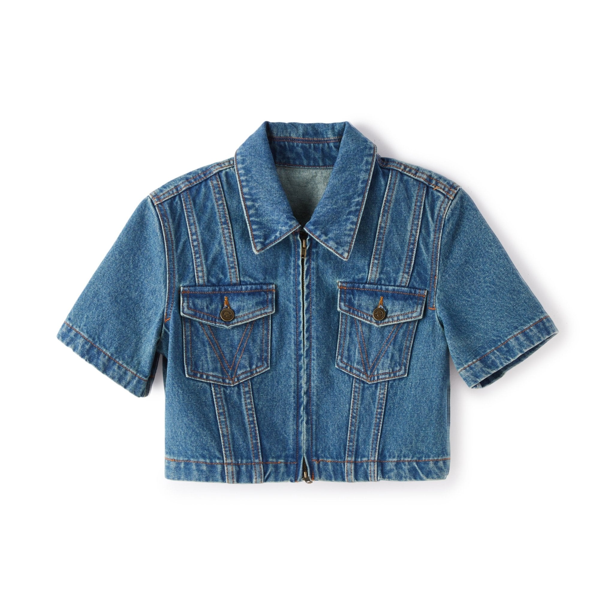 LOST IN ECHO Slim-fit Cropped Zip-up Denim Jacket | MADA IN CHINA