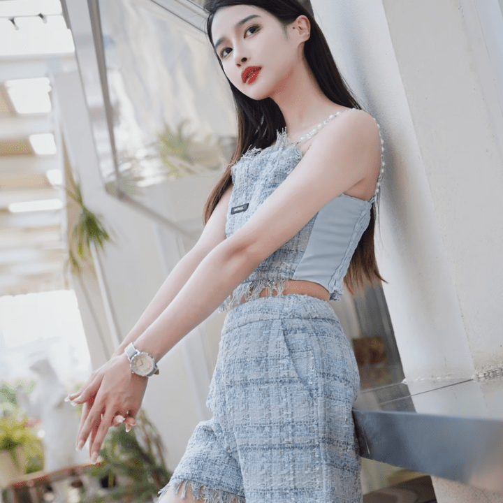 NOT FOR US Small Chanel Style Tassel Camisole in Blue | MADAX