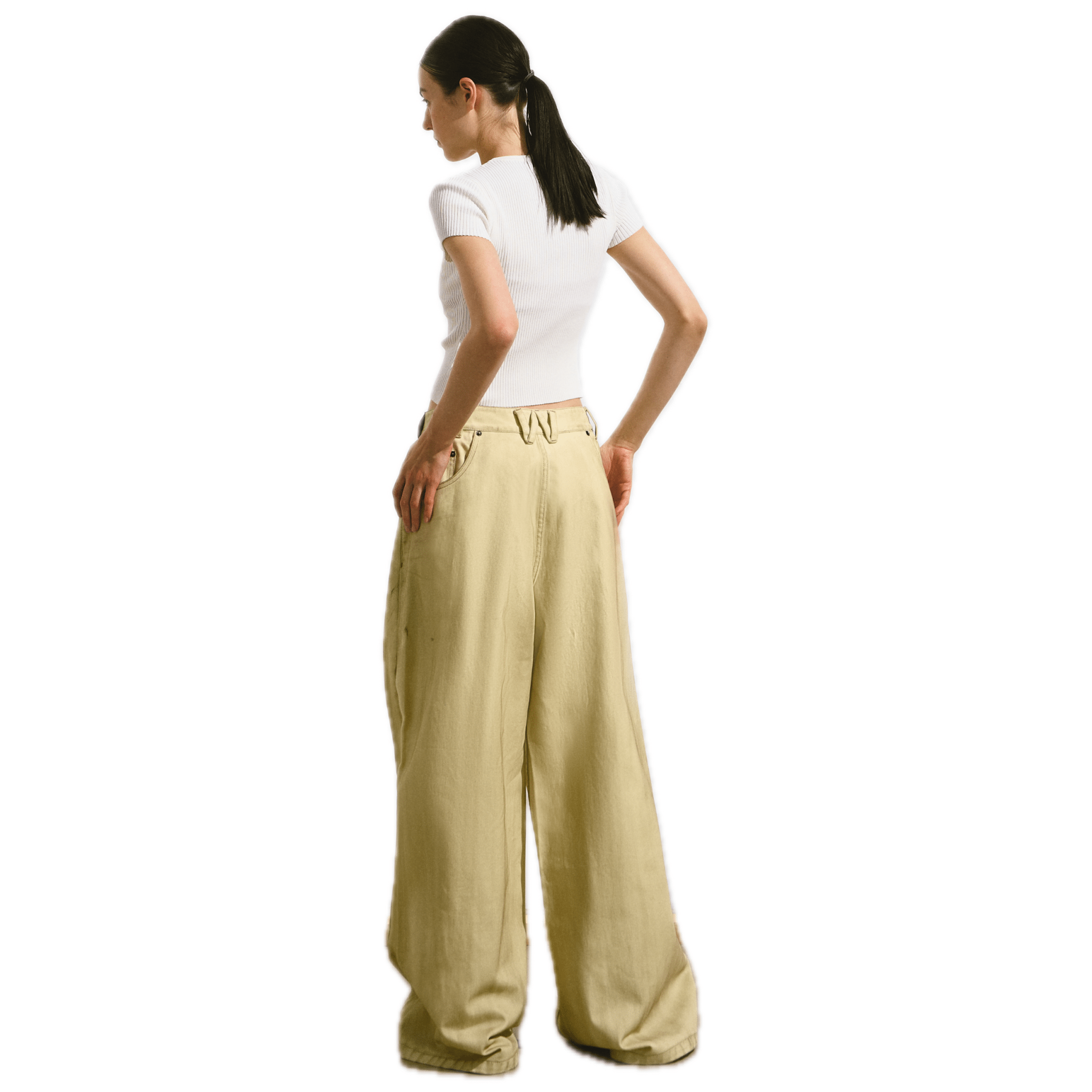 NAWS Smoked Denim Straight Pants in Cheese Yellow | MADAX