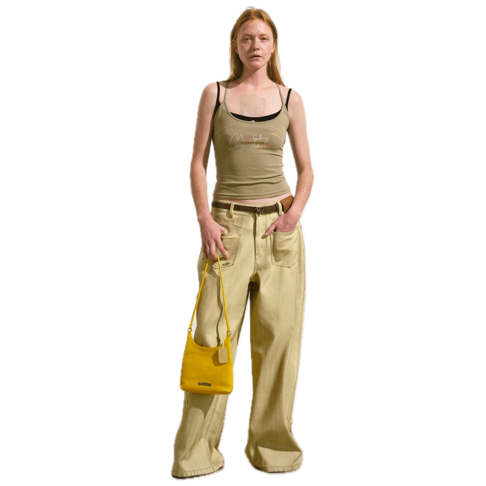 NAWS Smoked Denim Straight Pants in Cheese Yellow | MADAX