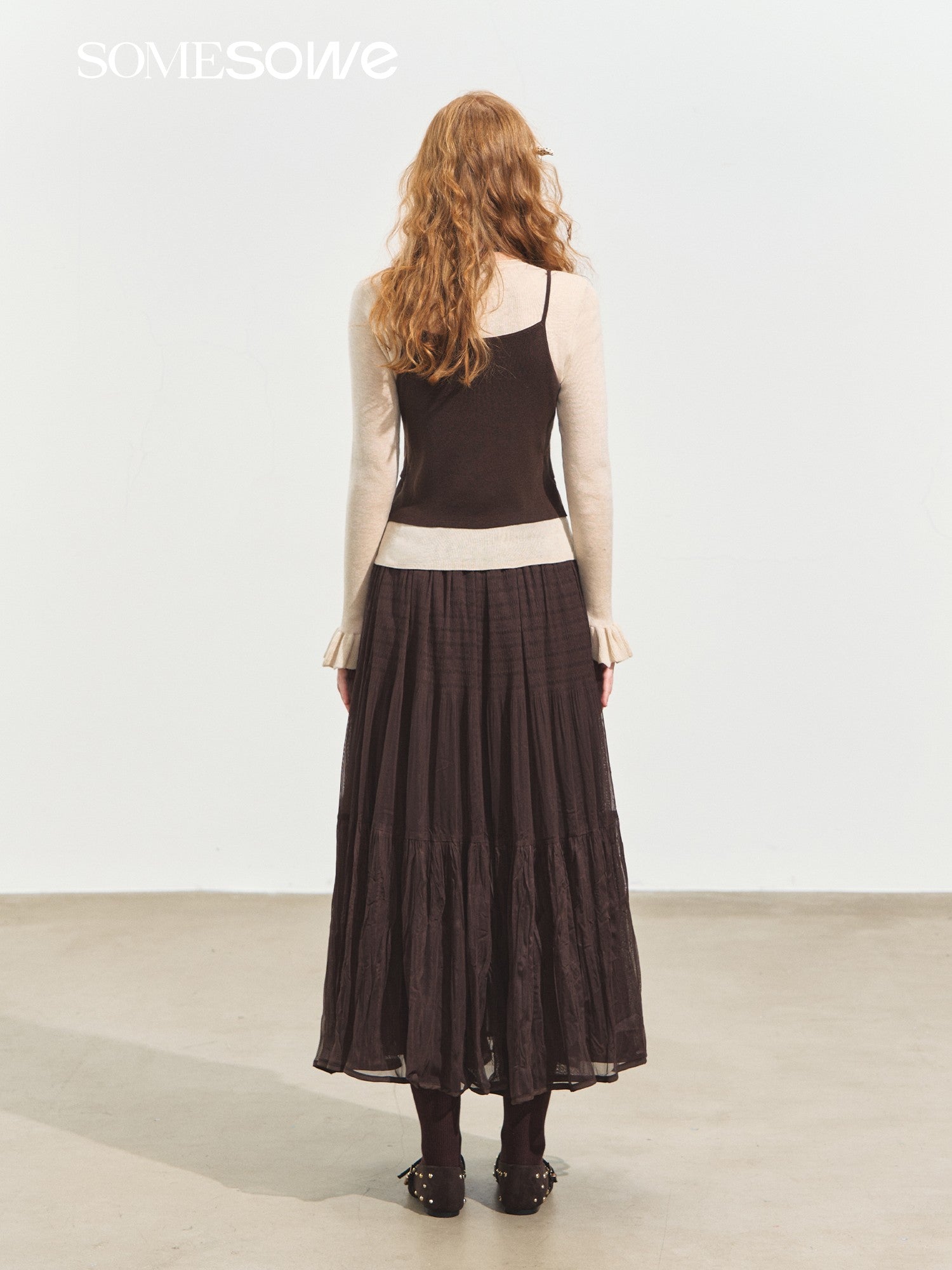 SOMESOWE Soft Mist Multi - layer Fairy Tulle Skirt In Dark Brown | MADAX